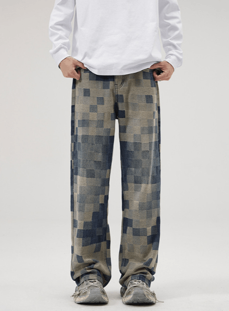 Japanese Brand American high street checkerboard mosaic jeans Size US 32 / EU 48 - 1 Thumbnail