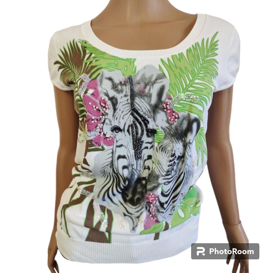 Other zebra top jersey tshirt sz S/M Patrice Brial France Size M / US 6-8 / IT 42-44 - 1 Thumbnail