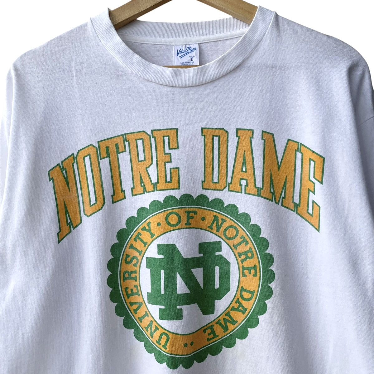 Velva Sheen University Of Notre Dame Vintage 1990s Longsleeve Logo Tee Size US L / EU 52-54 / 3 - 3 Thumbnail