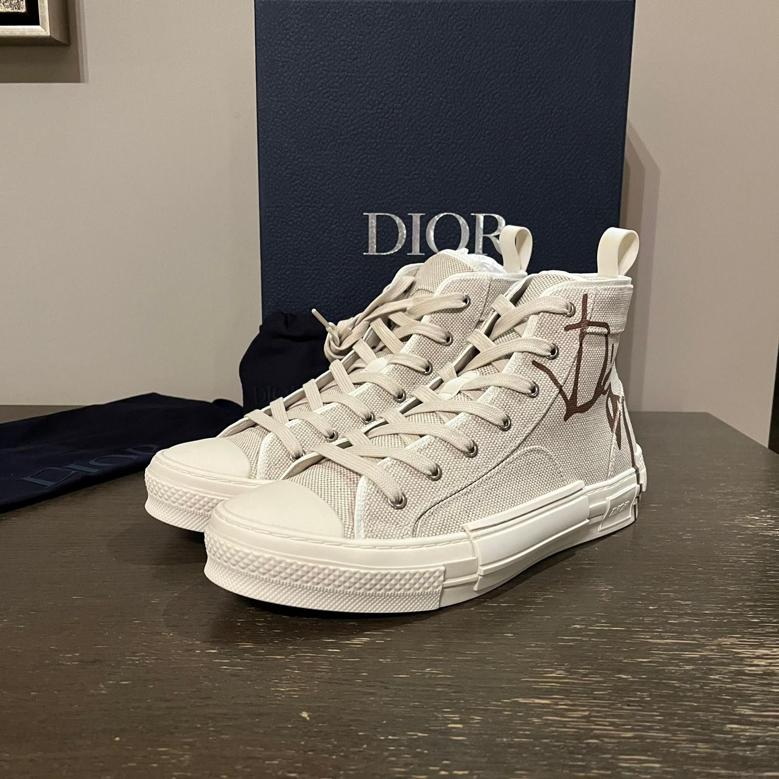 Dior × Travis Scott o1rshd1 Cactus Jack B23 High Top Logo Sneakers in Off White Size US 9 / EU 42 - 17 Thumbnail