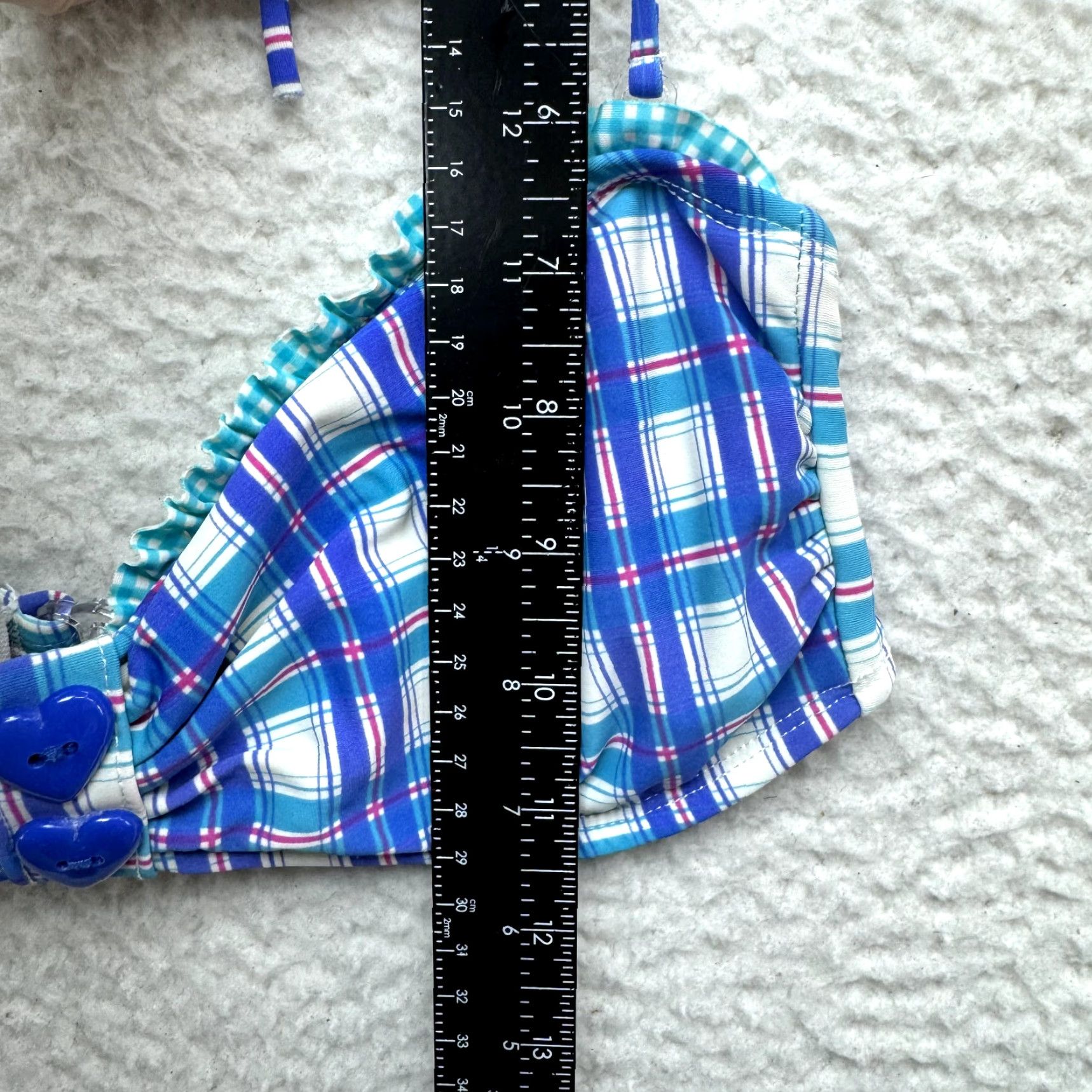 Vintage Y2K Vintage Halter Bikini Top XS Swimsuit Bathing Suit Blue Plaid Kawaii Japan Womens XS Size XS / US 0-2 / IT 36-38 - 6 Thumbnail