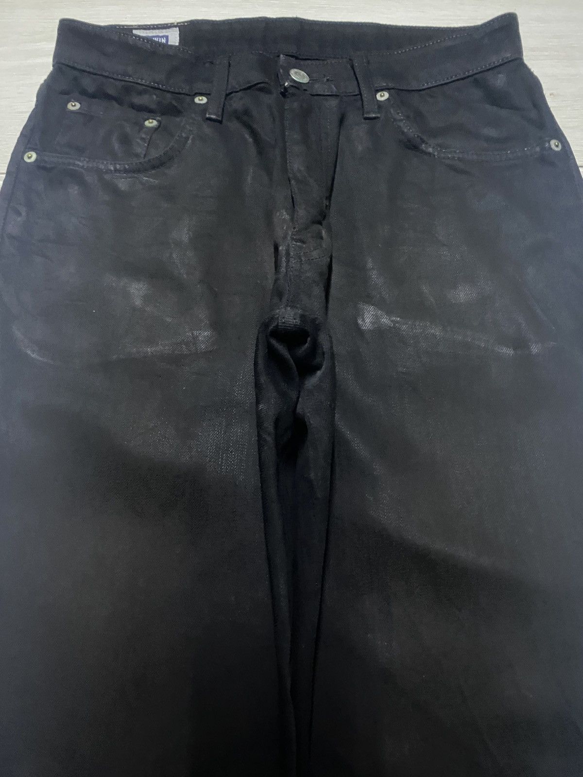 Edwin Vintage Japanese Edwin Black Denim Distressed Loose Jeans Size US 29 - 3 Thumbnail