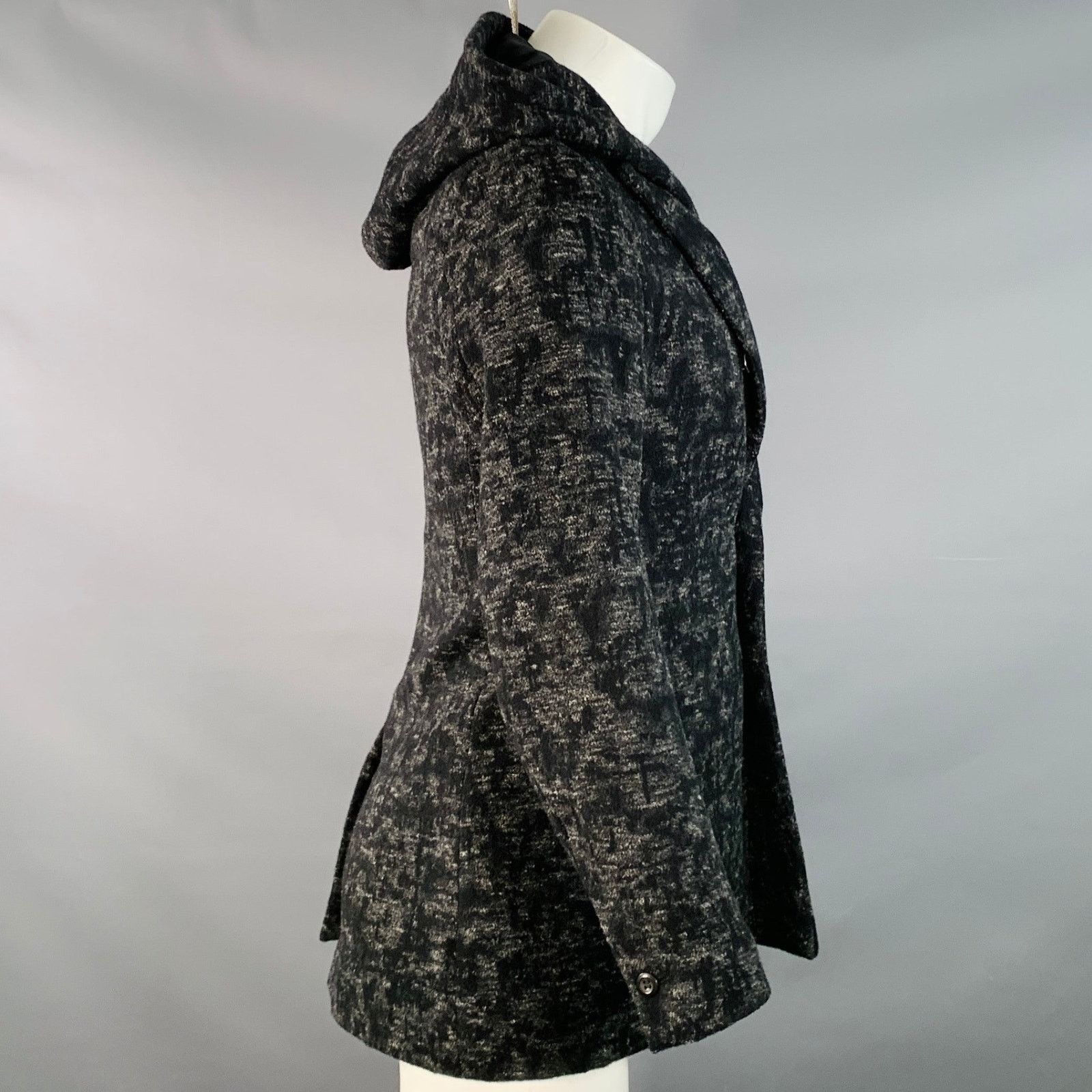 Attachment ATTACHMENT Size S Black Grey Textured Wool Jacket Size 36S - 3 Thumbnail