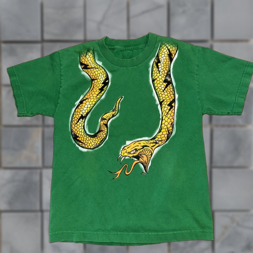 Vintage Viper Snake Wrap Around T-Shirt Green Women S Small 17x22 Snake Theme Size S / US 4 / IT 40 - 1 Thumbnail