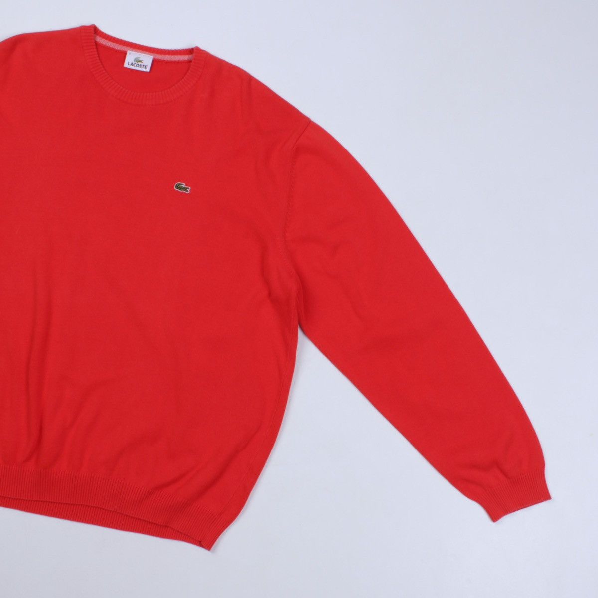 Lacoste LACOSTE Red Cotton Knit Pullover Sweater Crew Neck Size US XXL / EU 58 / 5 - 5 Thumbnail