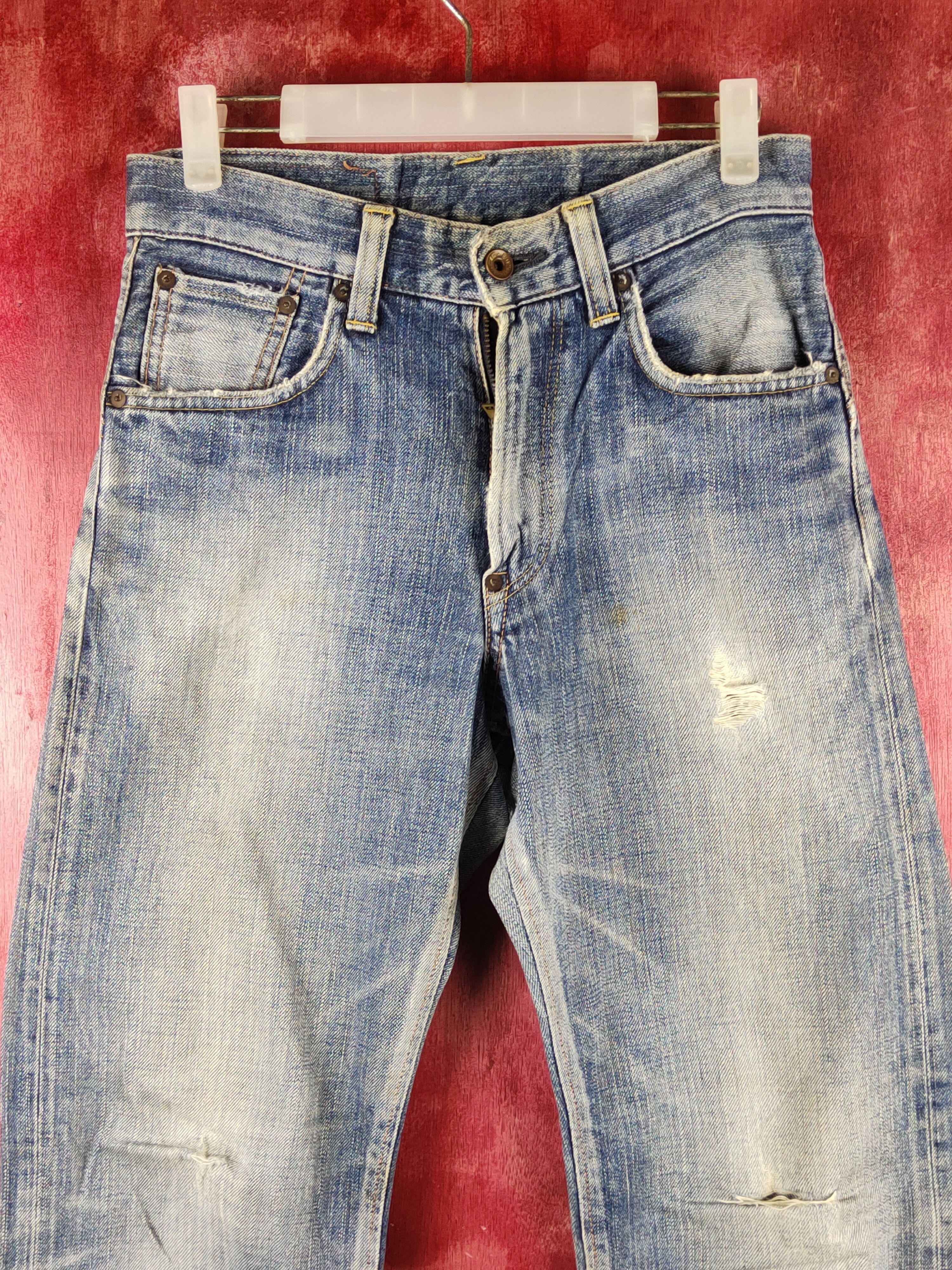 Edwin Edwin Blue Faded Distressed Ripped Jeans #S2333 Size US 28 / EU 44 - 2 Thumbnail