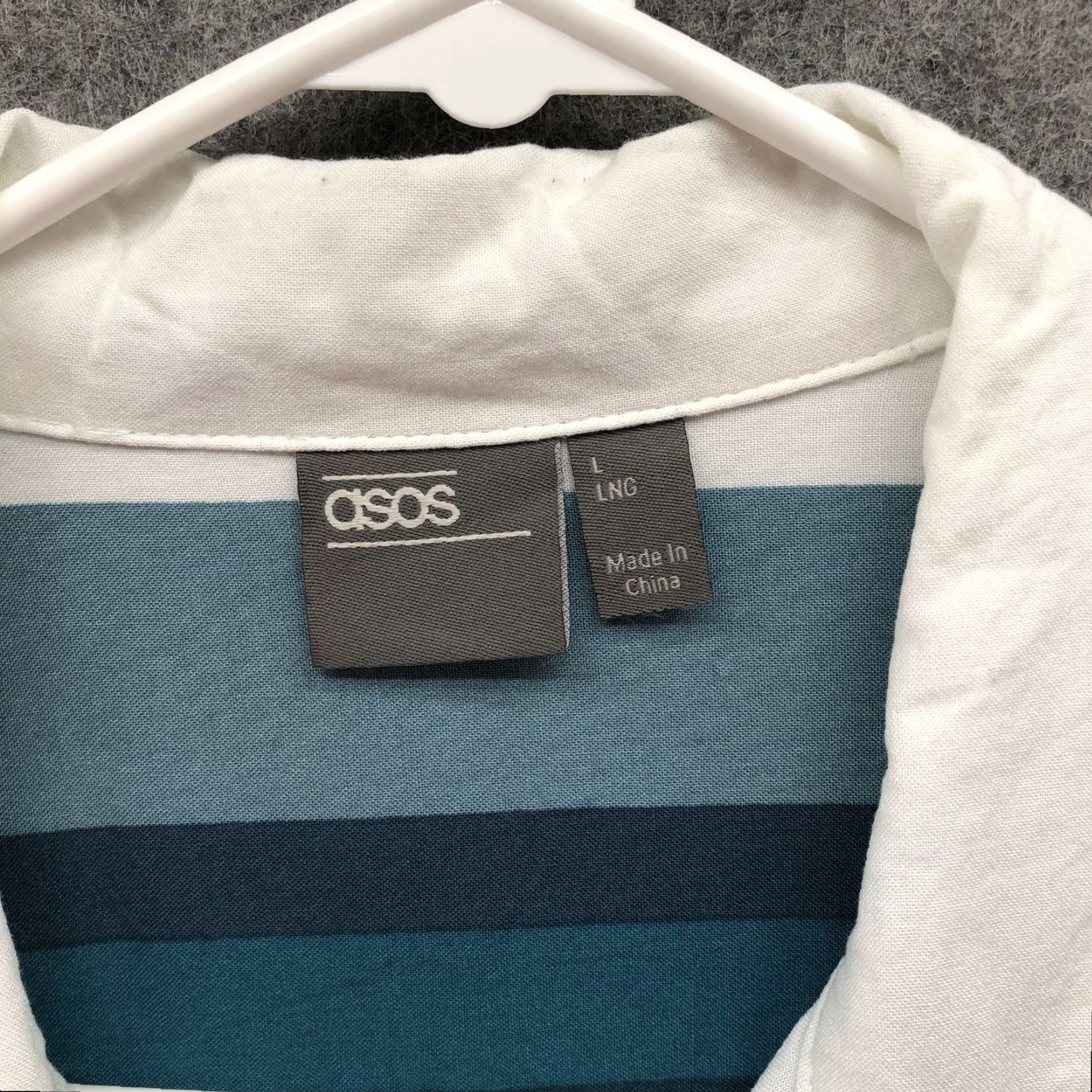 Asos ASOS Relaxed Shirt Mens L Short Sleeve Rayon Resort White Teal Striped Shirt Size US L / EU 52-54 / 3 - 5 Thumbnail