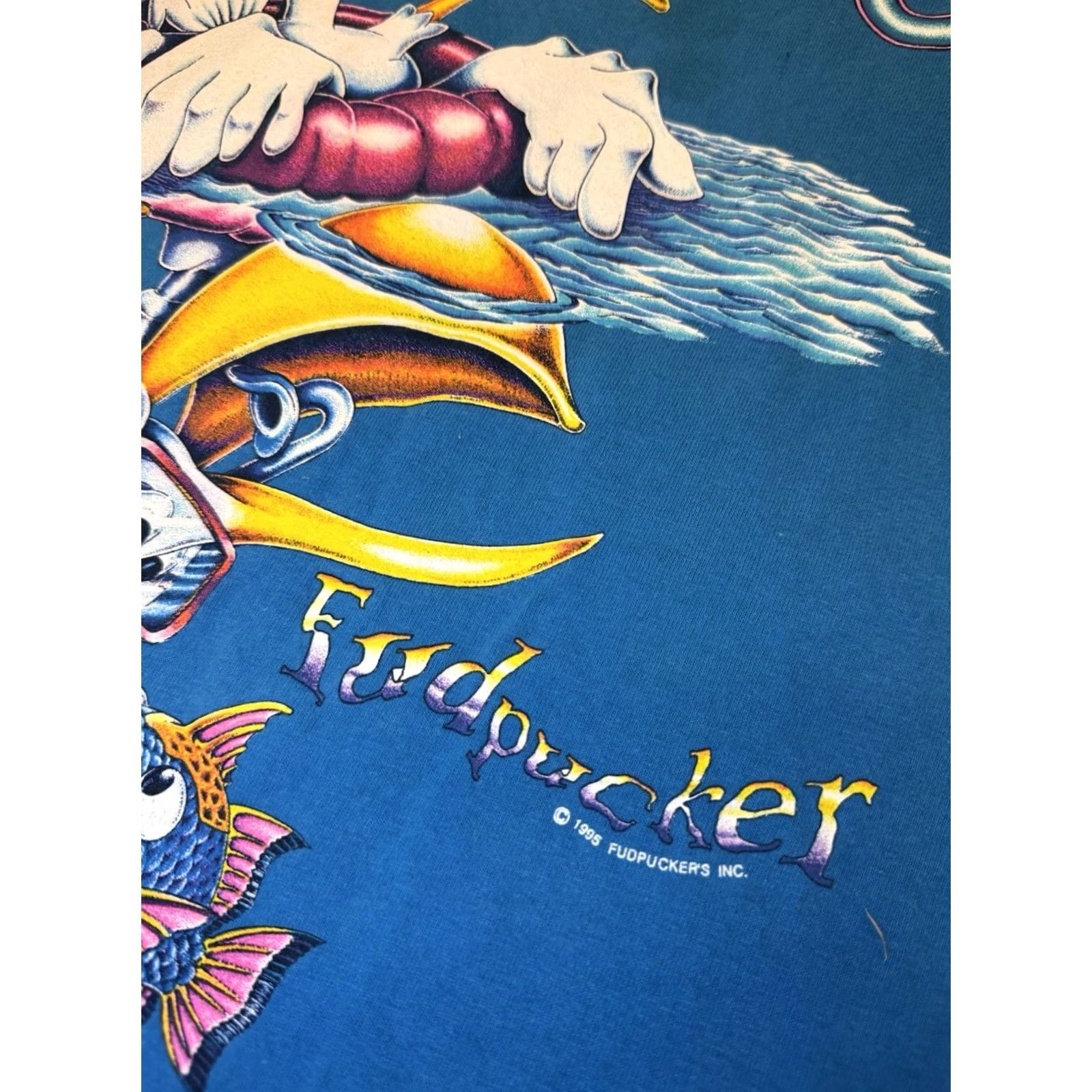 destin VINTAGE Fudpuckers Bar & Grill T-Shirt Double-Sided 1995 Graphic XL Men Blue 90s Shirt Size US XL / EU 56 / 4 - 4 Thumbnail