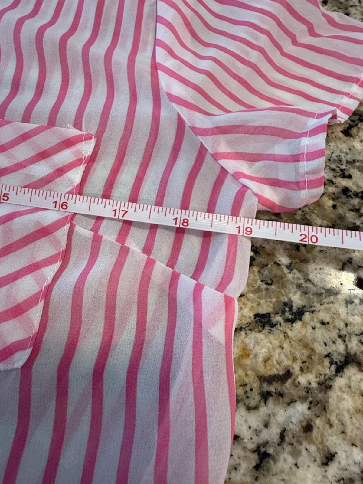 Other Timing crop top pink white stripe sheer short sleeve SZ M Size M / US 6-8 / IT 42-44 - 10 Thumbnail