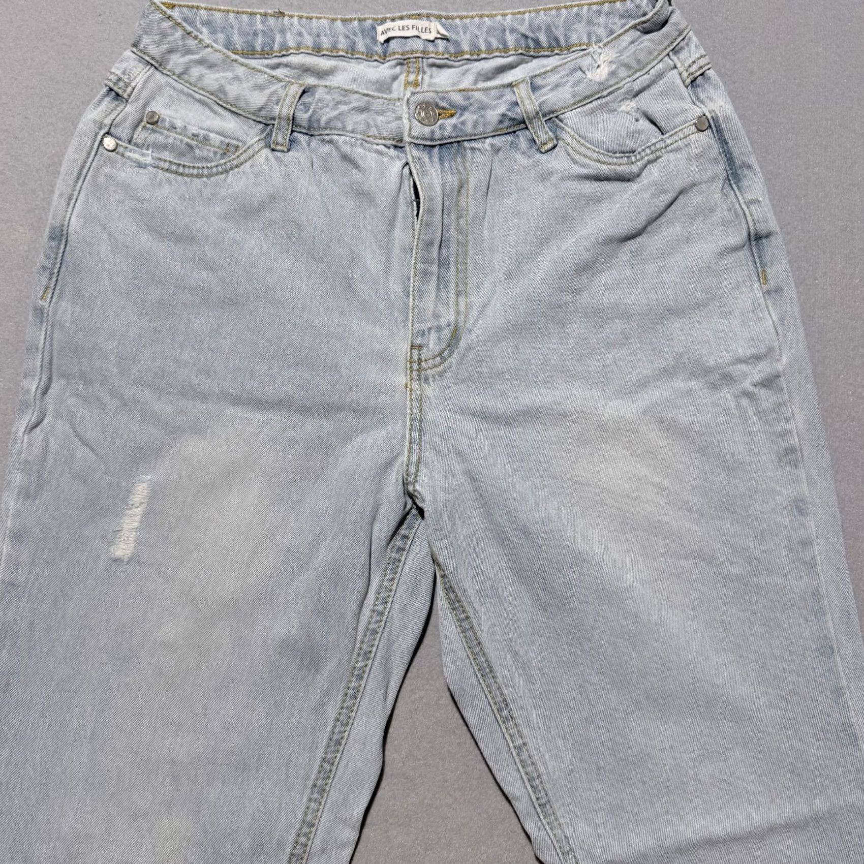 AVEC LES FILLES Avec Les Filles Jeans Womens Light Blue Denim Split Ankle Distressed Frayed - 30 Size 24" / US 00 / IT 34 - 3 Thumbnail