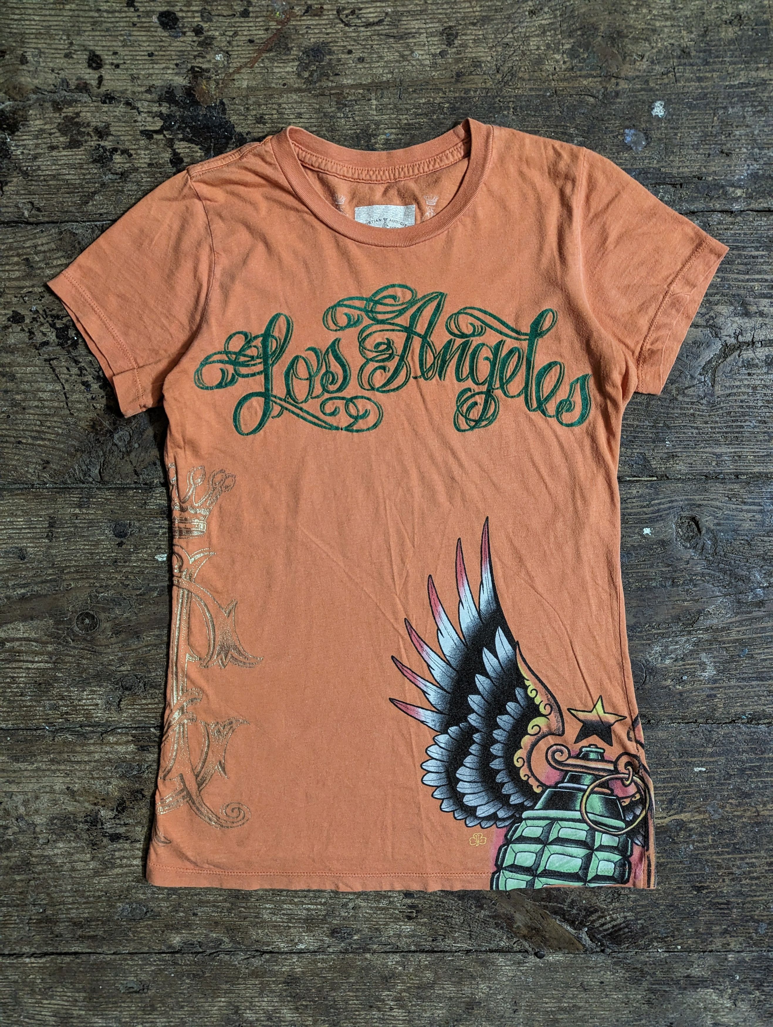 Christian Audigier 00s Christian Audigier Grenade Graphic T Shirt Top Size S / US 4 / IT 40 - 1 Thumbnail