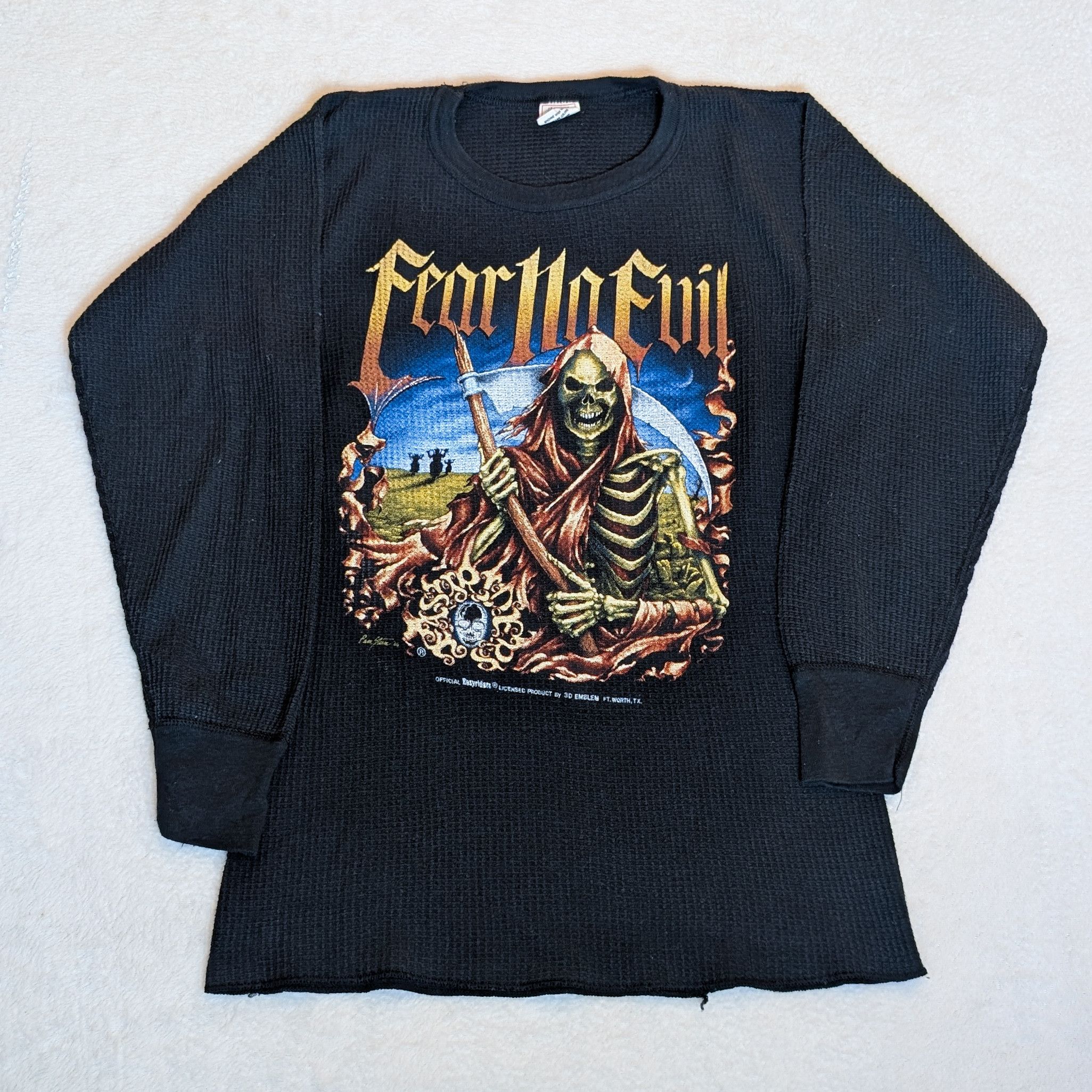 Vintage 3D Emblem Fear No Evil Thermal Long Sleeve