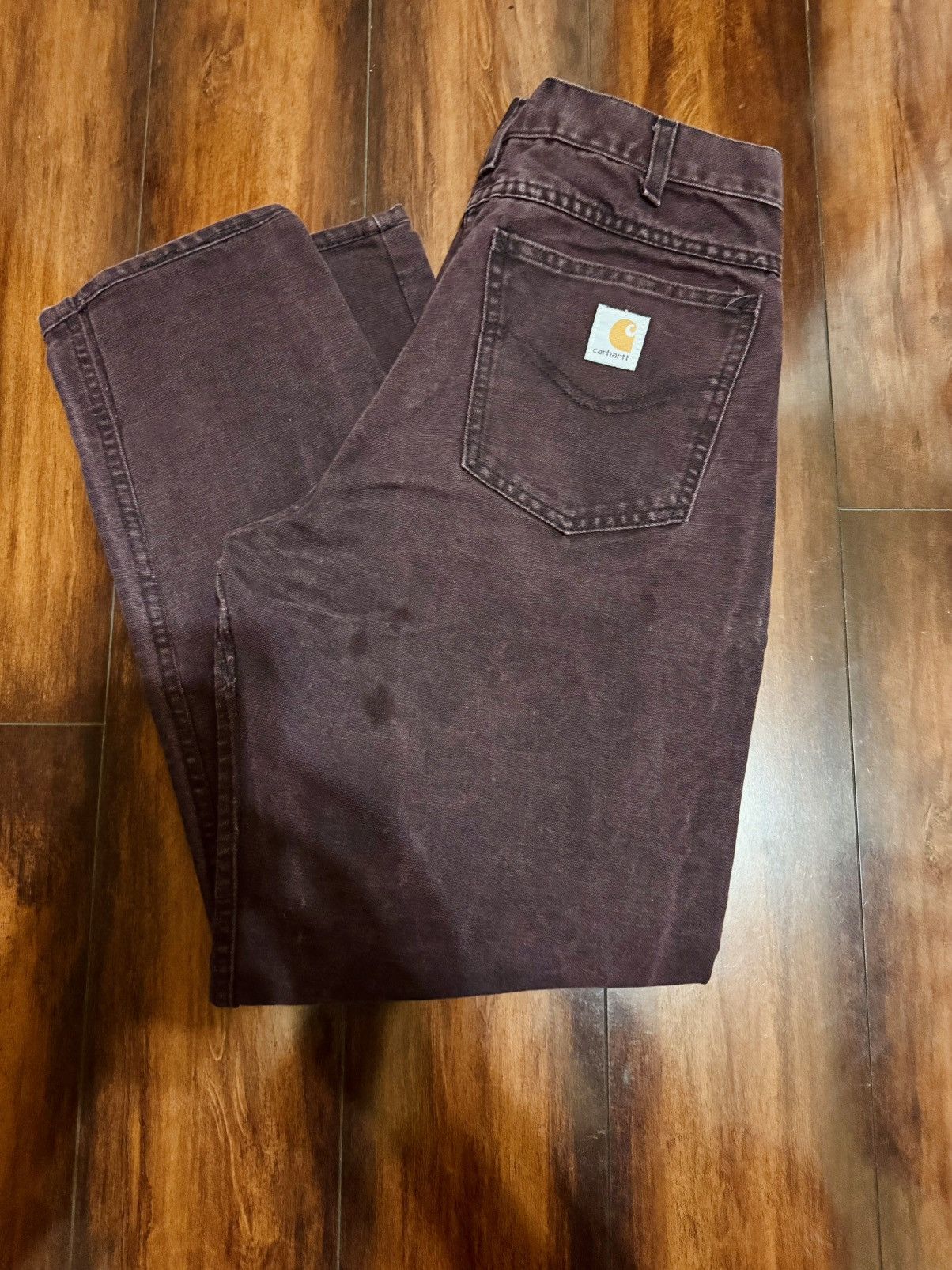 Carhartt × Vintage Vintage & Rare 90s Carhartt Burgundy Pants Size US 32 / EU 48 - 2 Thumbnail