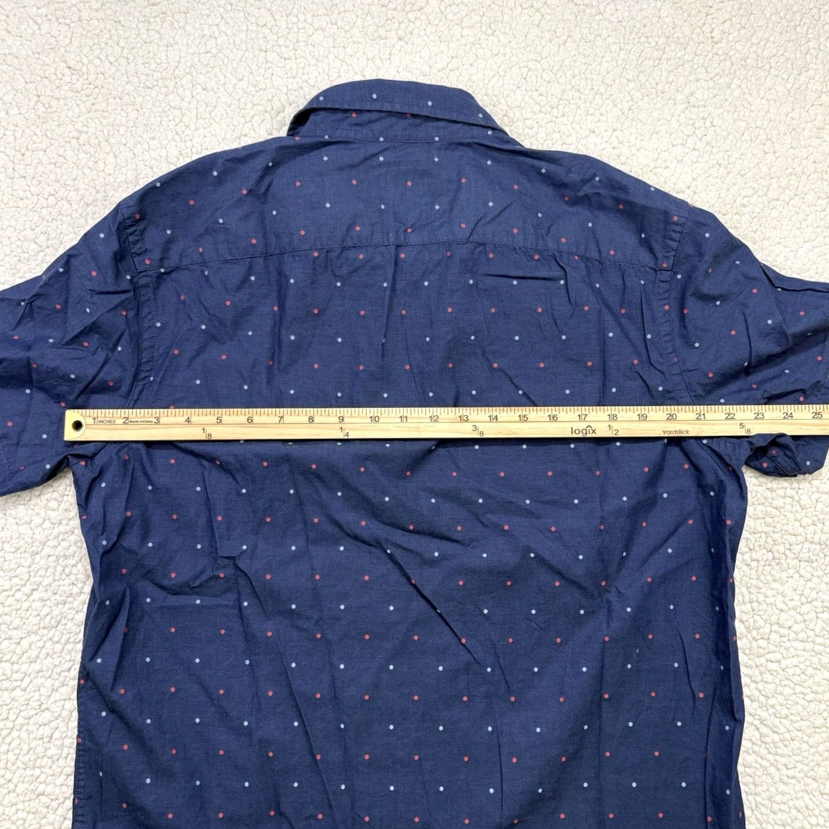 UNTUCKit UNTUCKit Mens L Button-Up Shirt Multicolor Polka Dot Short Sleeve Cotton Navy Red Slimming Easy Care Regular Casual Shirt Mens Front Button Closure Size US L / EU 52-54 / 3 - 4 Thumbnail
