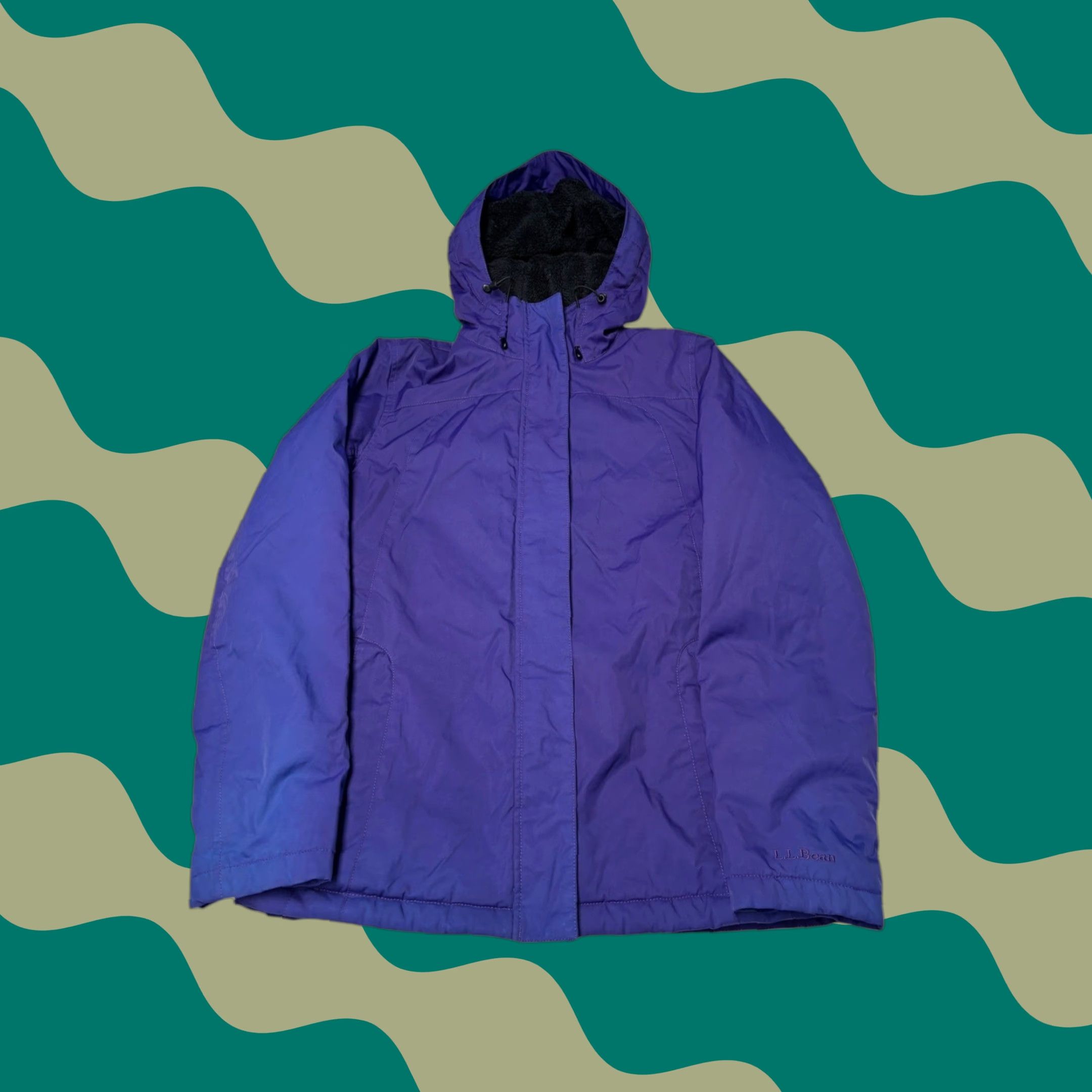 Vintage L.L.Bean Purple Hooded Jacket Women's XS Fleece Lined Insulated Waterproof Anorak Zip Pocket Microfleece Size XS / US 0-2 / IT 36-38 - 1 Thumbnail