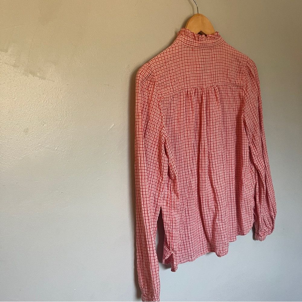 Loft Loft Petite Plaid Ruffle Shirt Red White Small Size S / US 4 / IT 40 - 7 Thumbnail