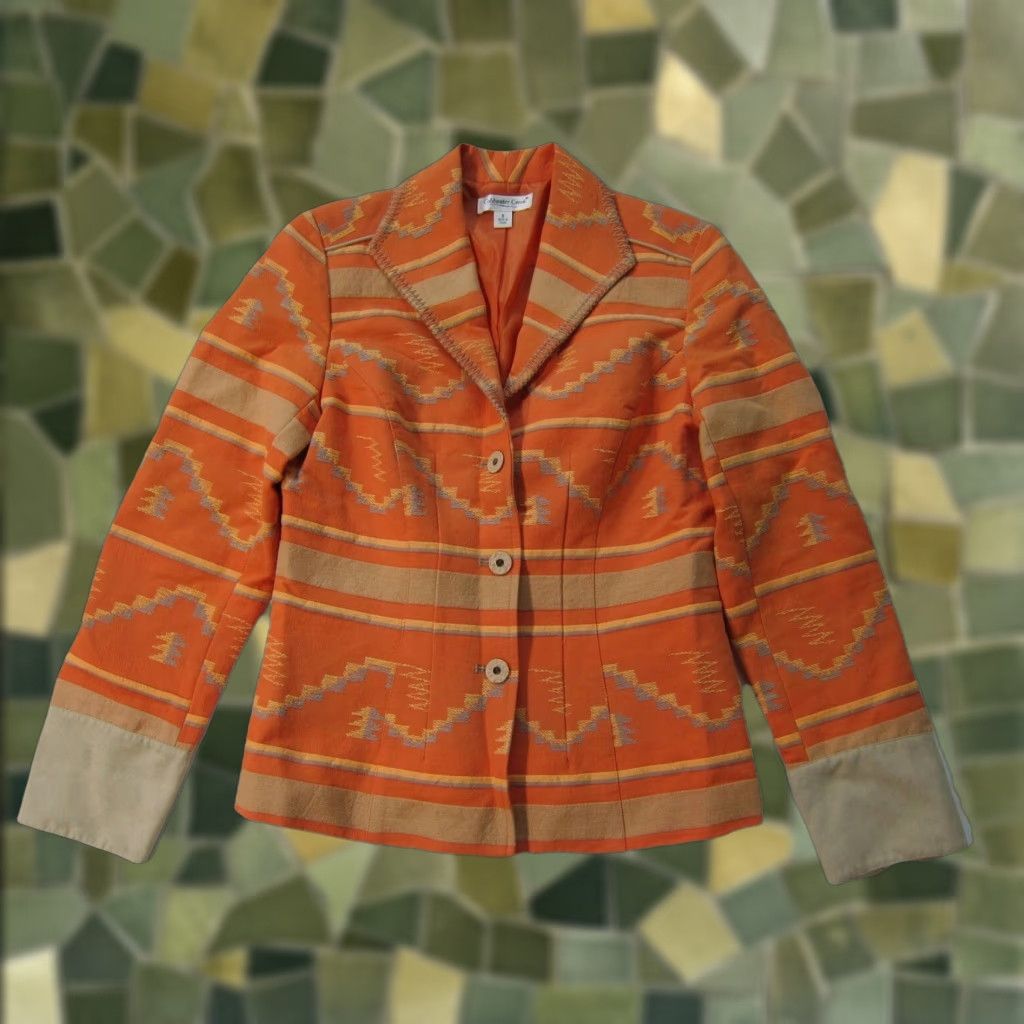 Coldwater Creek Coldwater Creek Cotton Orange Southwestern Aztec Tribal Blazer Jacket Women 6 Size M / US 6-8 / IT 42-44 - 1 Thumbnail