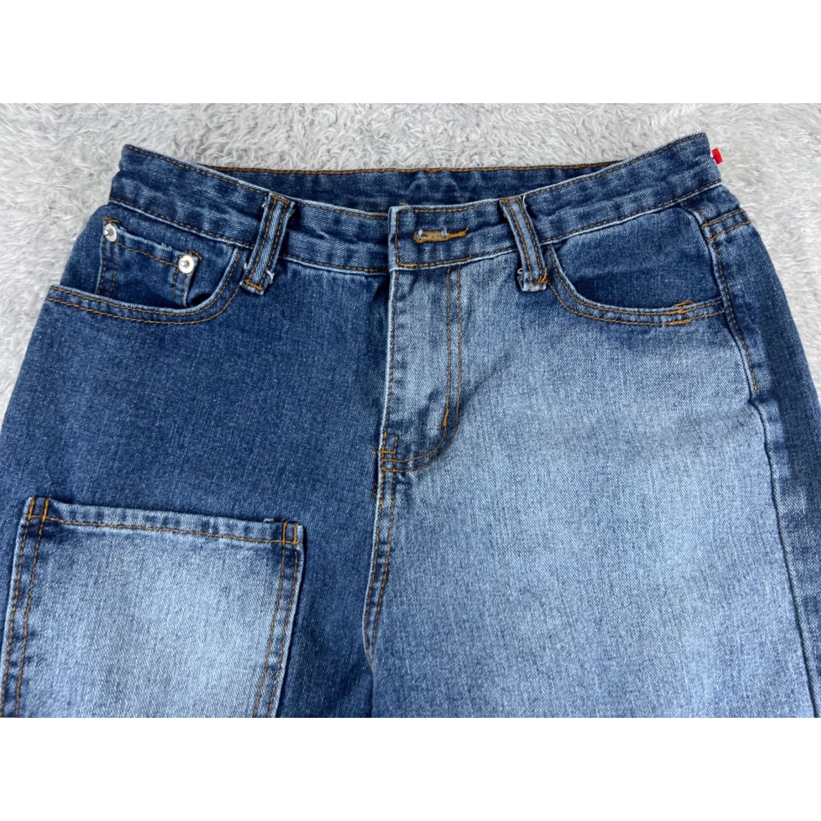 Vintage VINTAGE Jeans Women 26 Blue Denim Straight Leg Crop Patchwork High Rise Cotton 26x26 5-Pocket Design Modern Western Womens Jeans Size 26" / US 2 / IT 38 - 4 Thumbnail