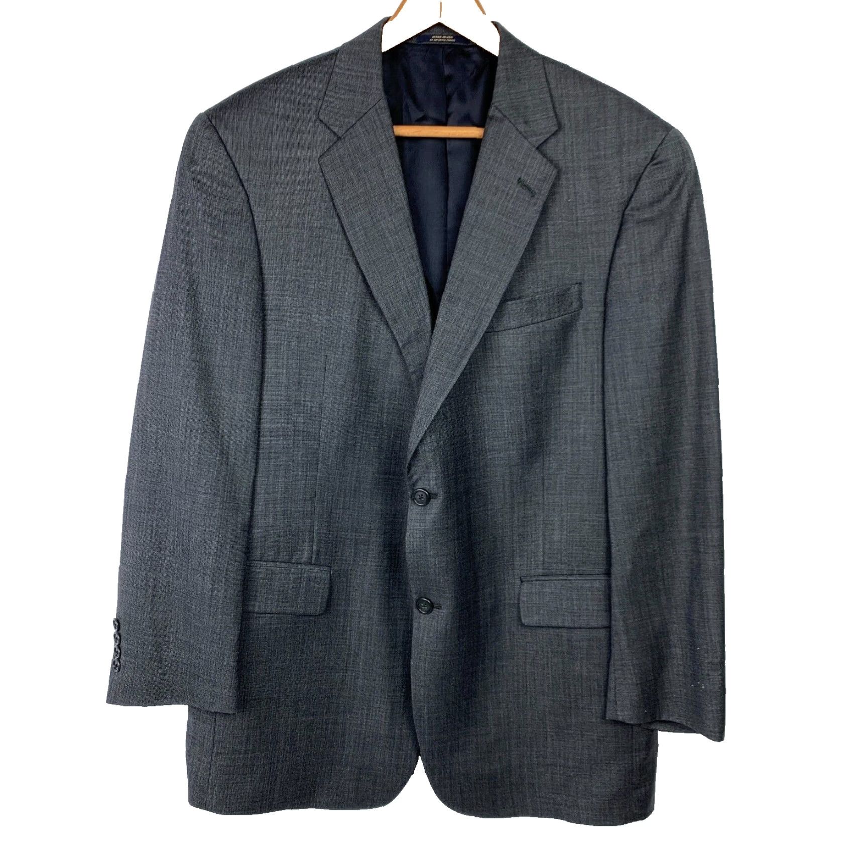 Hart Schaffner Marx VINTAGE Hart Schaffner Marx Nordstrom Gold Trumpeter Blazer Suit Sport Coat 43R Gray Mens Jacket 1990s Size 46R - 2 Thumbnail