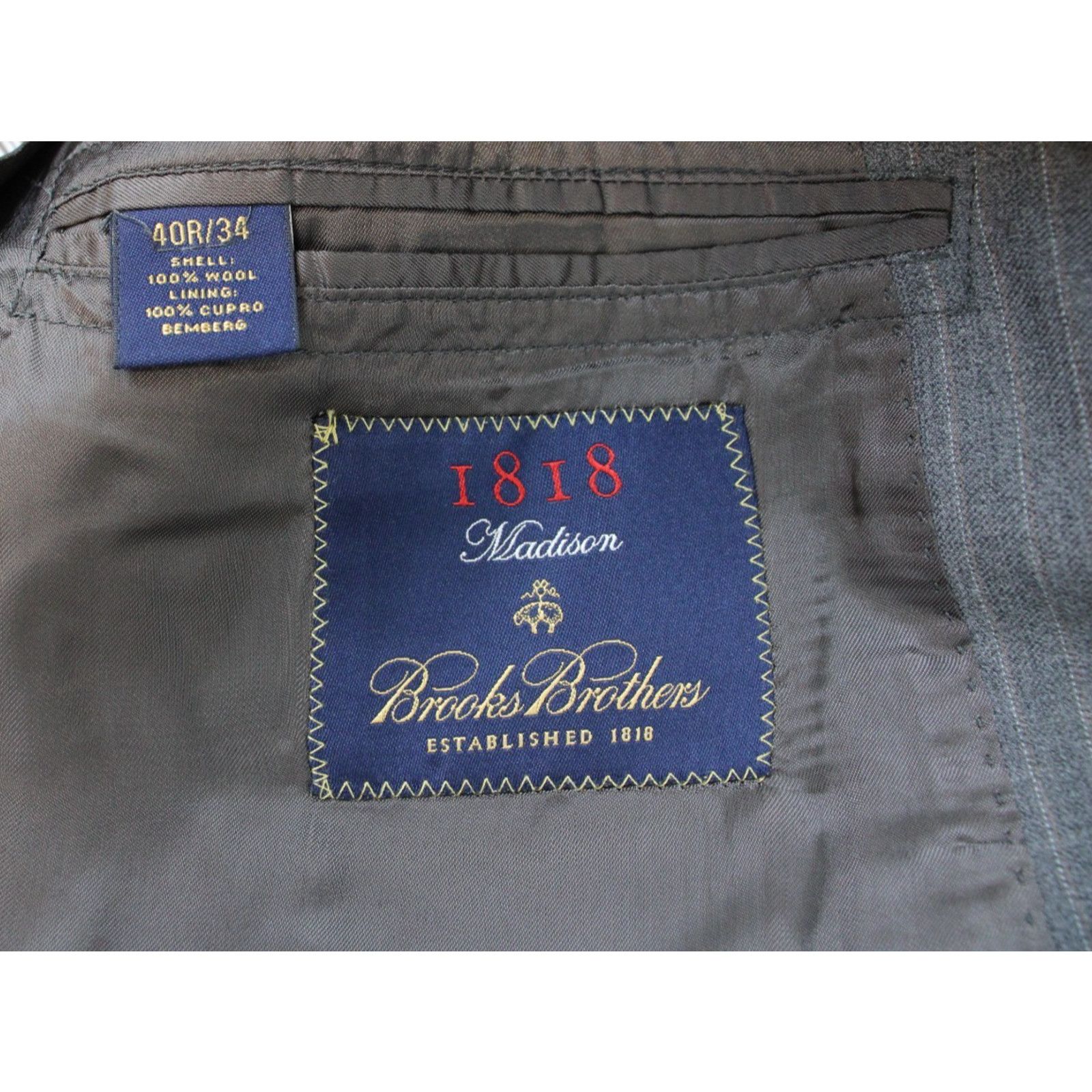 Brooks Brothers Brooks Brothers BlazerMen 40R/34 GrayStripedWool1818 Madison Size 40R - 4 Thumbnail