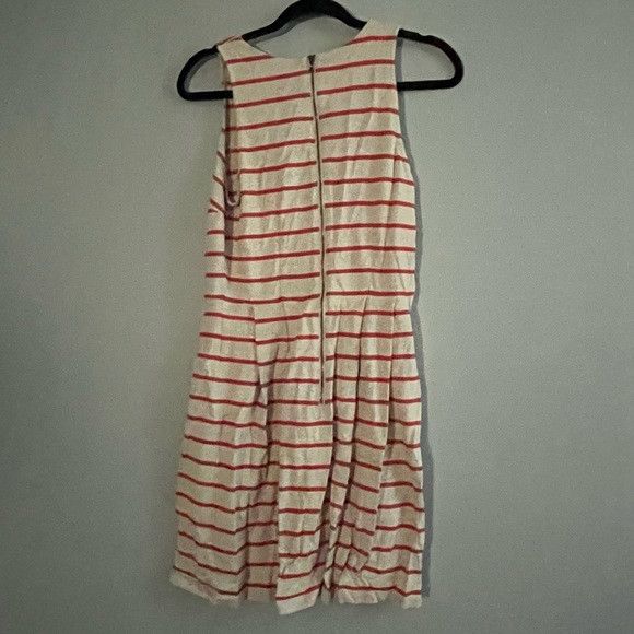 Ann Taylor Ann Taylor LOFT Red & Cream Striped Pleated Dress Sz 8 Size M / US 6-8 / IT 42-44 - 2 Thumbnail