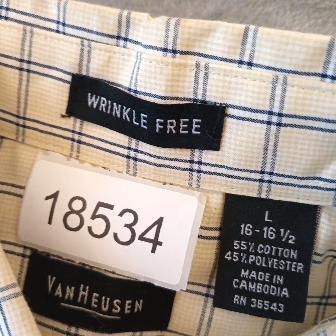 Van Heusen Van Heusen Shirt Mens Large Yellow Plaid Short Sleeve Button-Down Cotton Blend Size US L / EU 52-54 / 3 - 8 Thumbnail