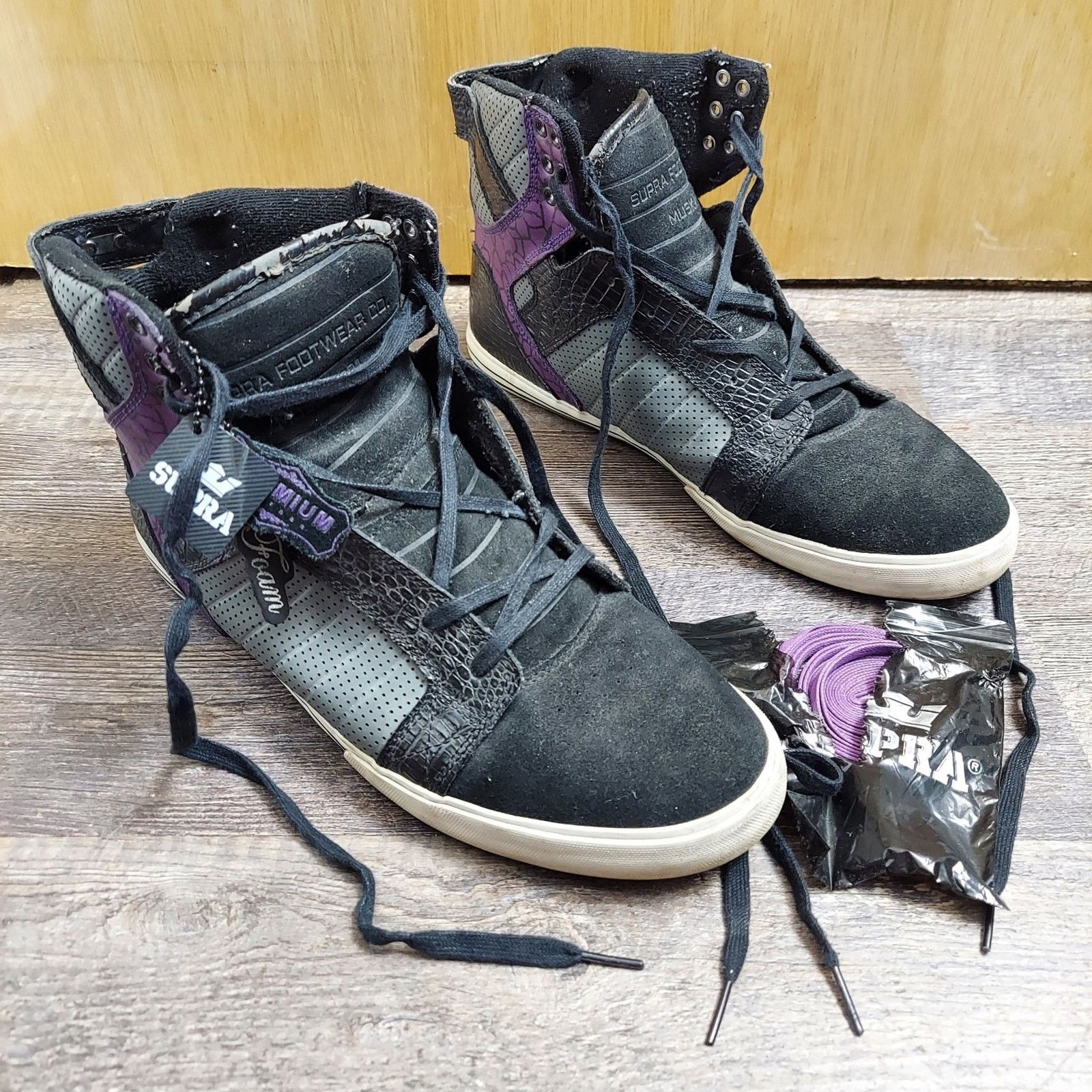 ダラブッカ Supra Chad Muska Skytop Men's 13 Black Purple Croc High Top