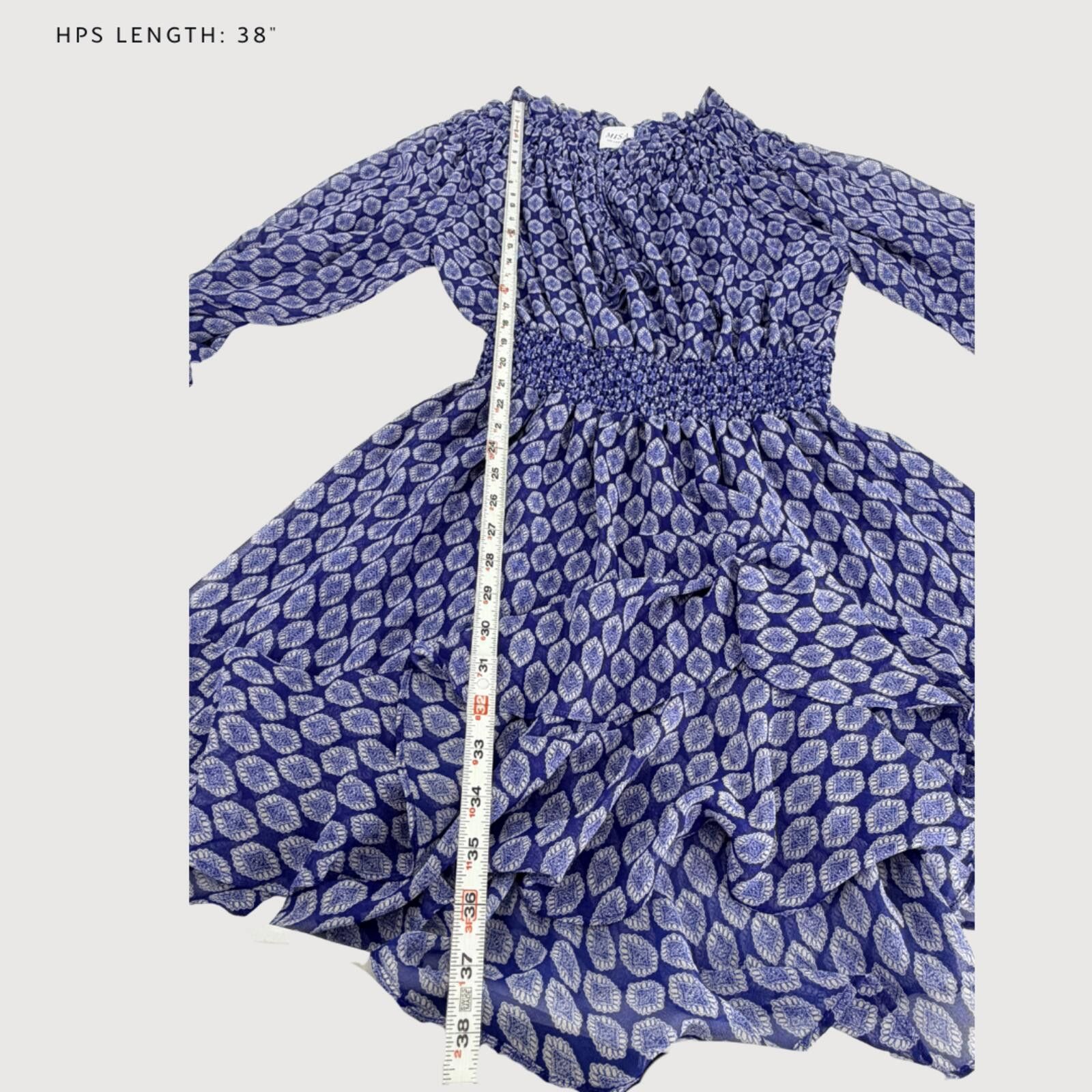 Issey Miyake MISA Los Angeles Almaha Smocked Mini Dress Blue L Size L / US 10 / IT 46 - 6 Thumbnail