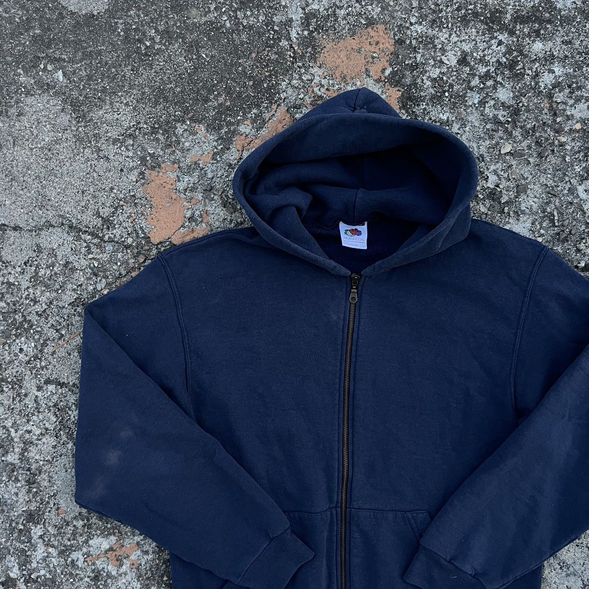 Vintage Vintage 00s Boxy Washed Navy Cropped Blank Hoodie Size US XL / EU 56 / 4 - 3 Thumbnail