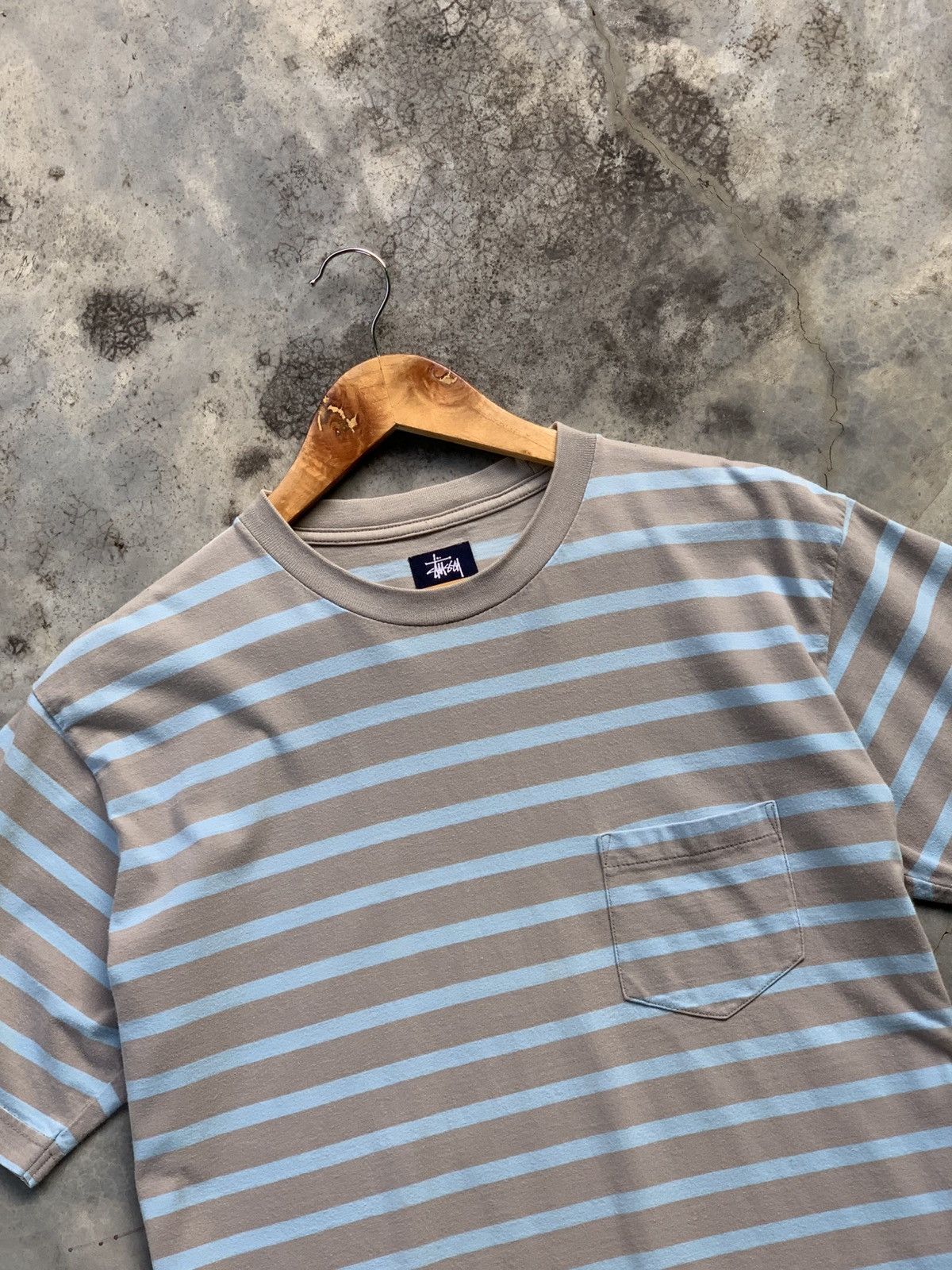 Stussy × Vintage Vintage 90s Stussy Stripe Pocket Tee Size US M / EU 48-50 / 2 - 3 Thumbnail