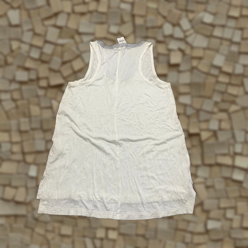 Gap GAP Tank Top Women's Small White Silver Scoop Neck NWT Tank Shirt Casual Basic Size S / US 4 / IT 40 - 1 Thumbnail