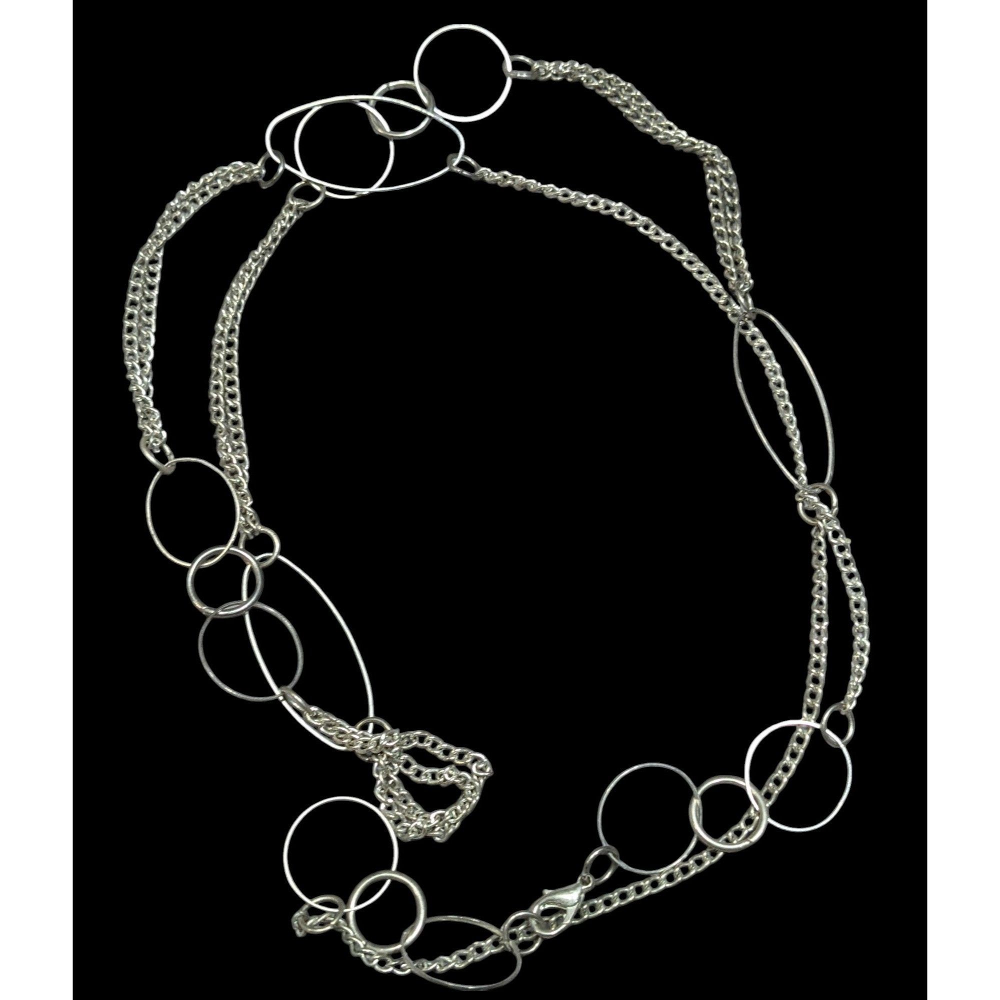 Other Open Link Silver Tone Layered Chain Necklace Size ONE SIZE - 1 Thumbnail