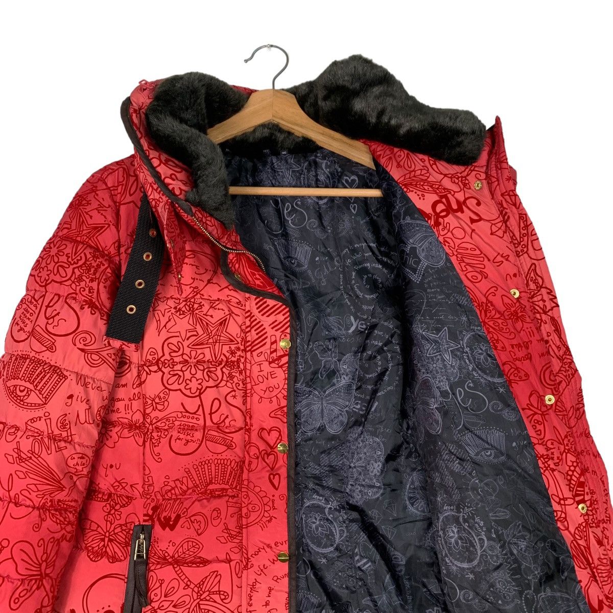 Desigual DESIGUAL Fullprint Red Puffer Overcoat Jacket #0836-C38 Size XS / US 0-2 / IT 36-38 - 10 Thumbnail