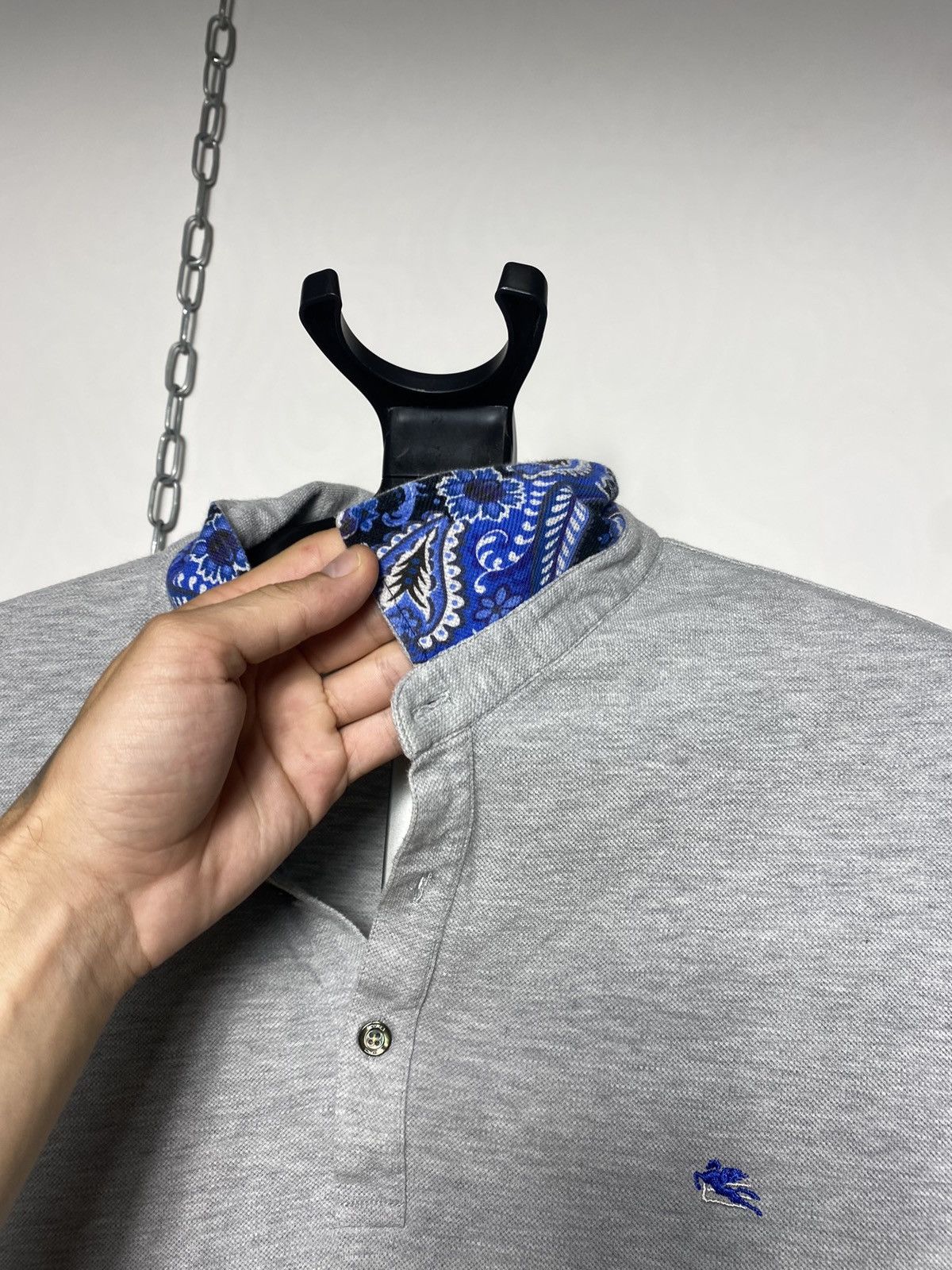 Etro ETRO MILANO luxury classic grey polo shirt tee rare old Size US XXL / EU 58 / 5 - 5 Thumbnail
