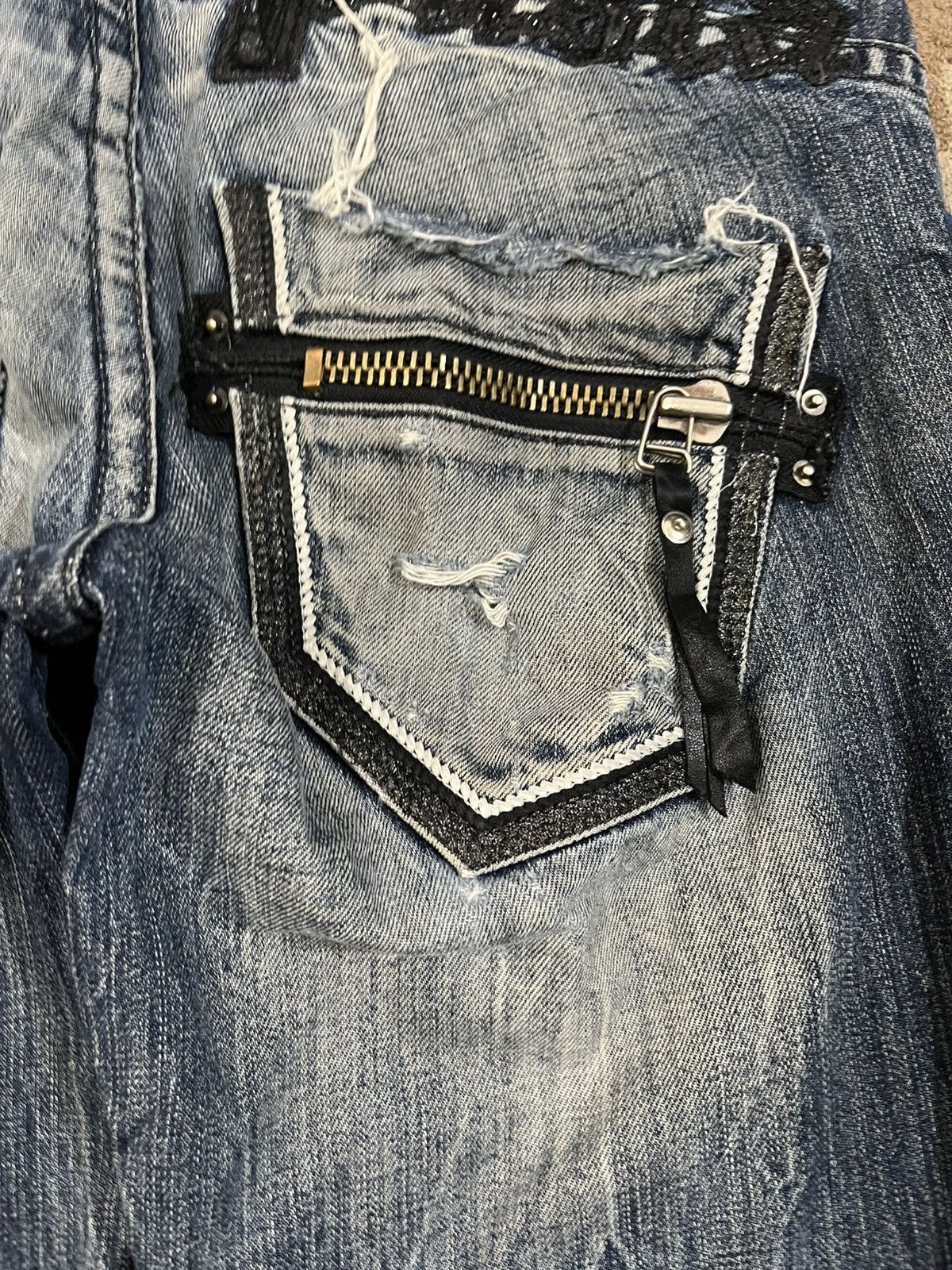 Beauty Beast Vintage Pasta Denim Flare Punk Ripped Jeans Size US 31 - 14 Thumbnail