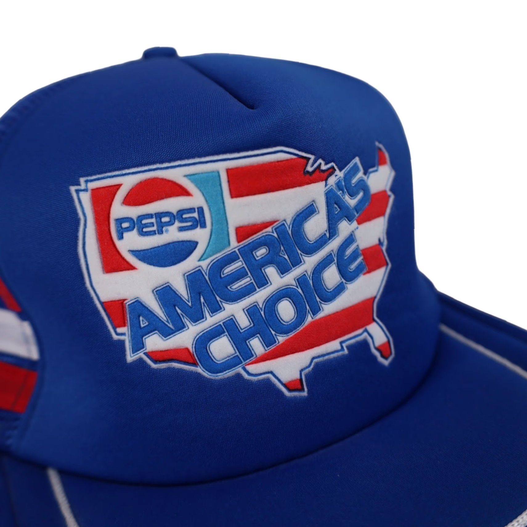 Vintage VINTAGE Pepsi American Choice 3 Stripe Tri Bar Snapback Trucker Hat Hat Mens One Size Blue Size ONE SIZE - 3 Thumbnail