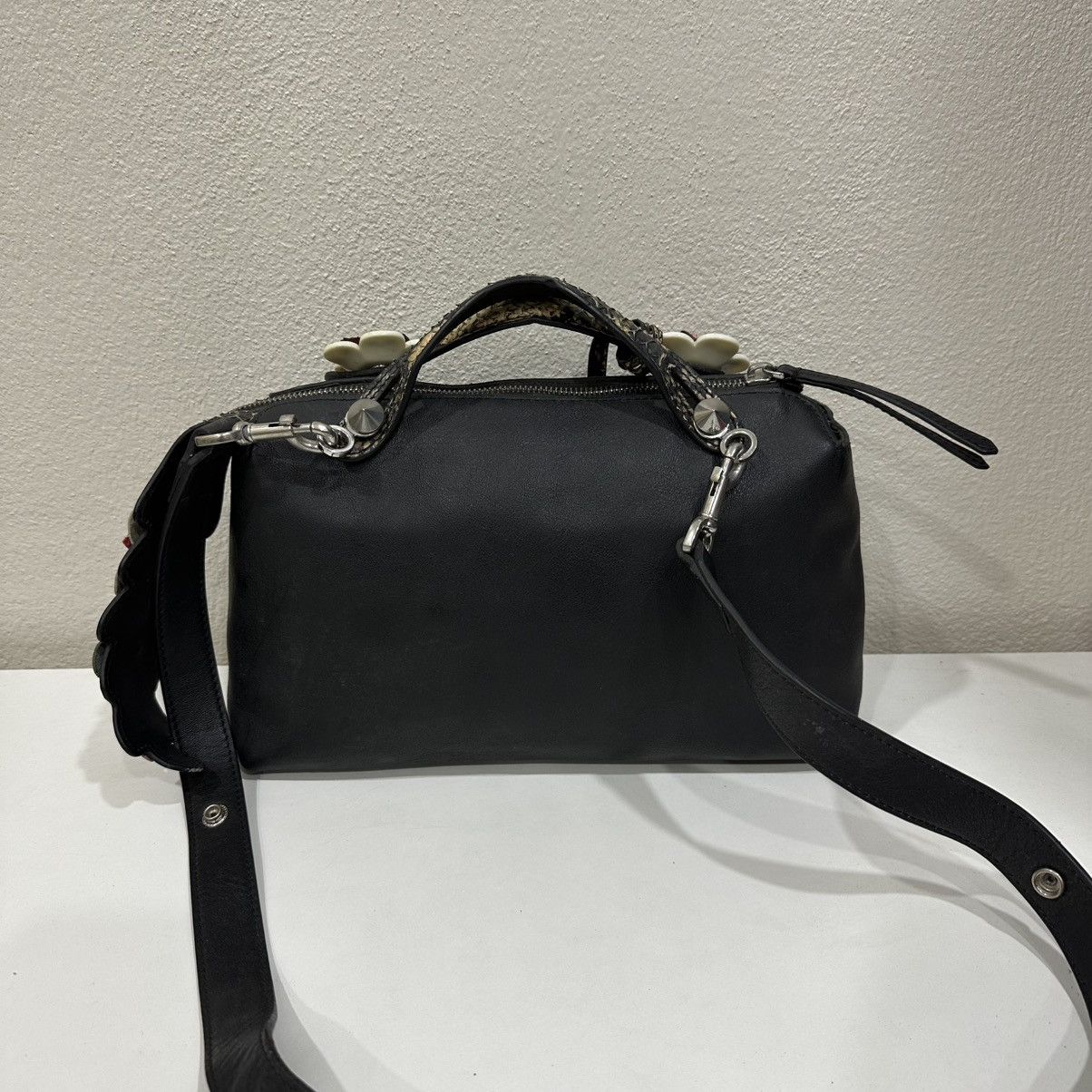 Fendi FENDI ROMA BLACK LEATHER AND PHYTON SMALL BY THE WAY SATCHEL Size ONE SIZE - 3 Thumbnail