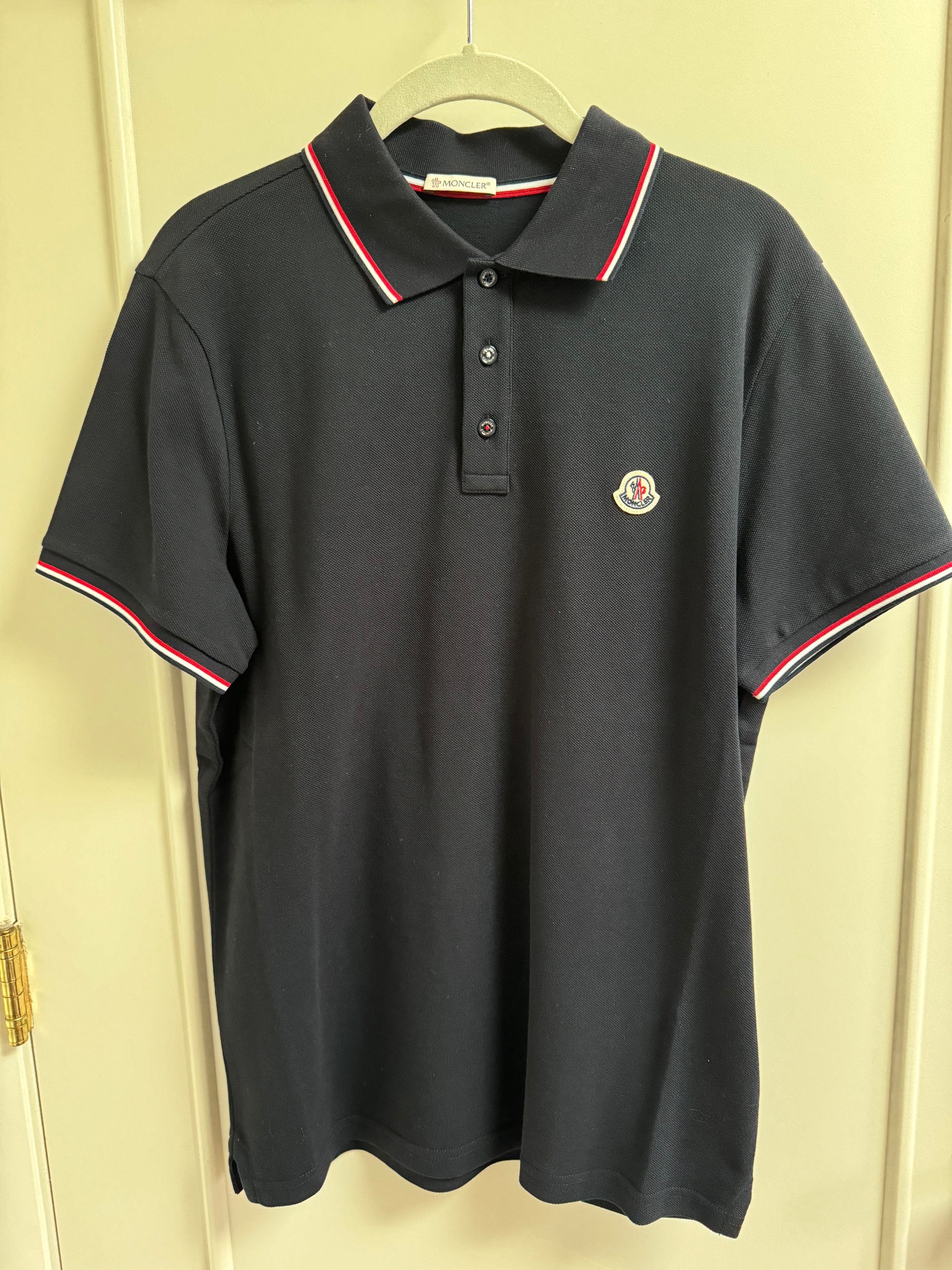 Moncler Moncler Tricolor-Trimmed Cotton Piquet Polo Size US L / EU 52-54 / 3 - 1 Thumbnail
