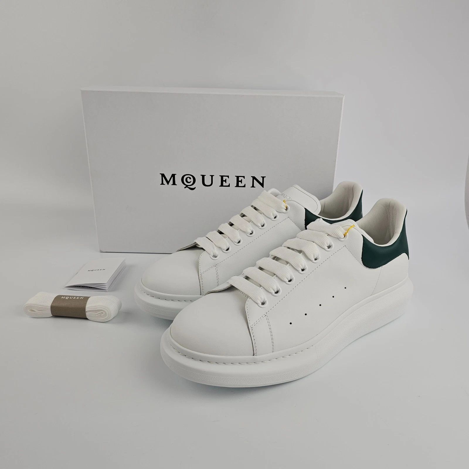 MCQUEEN Oversized $590 Men's Wht/Grn Lthr Sneakers
