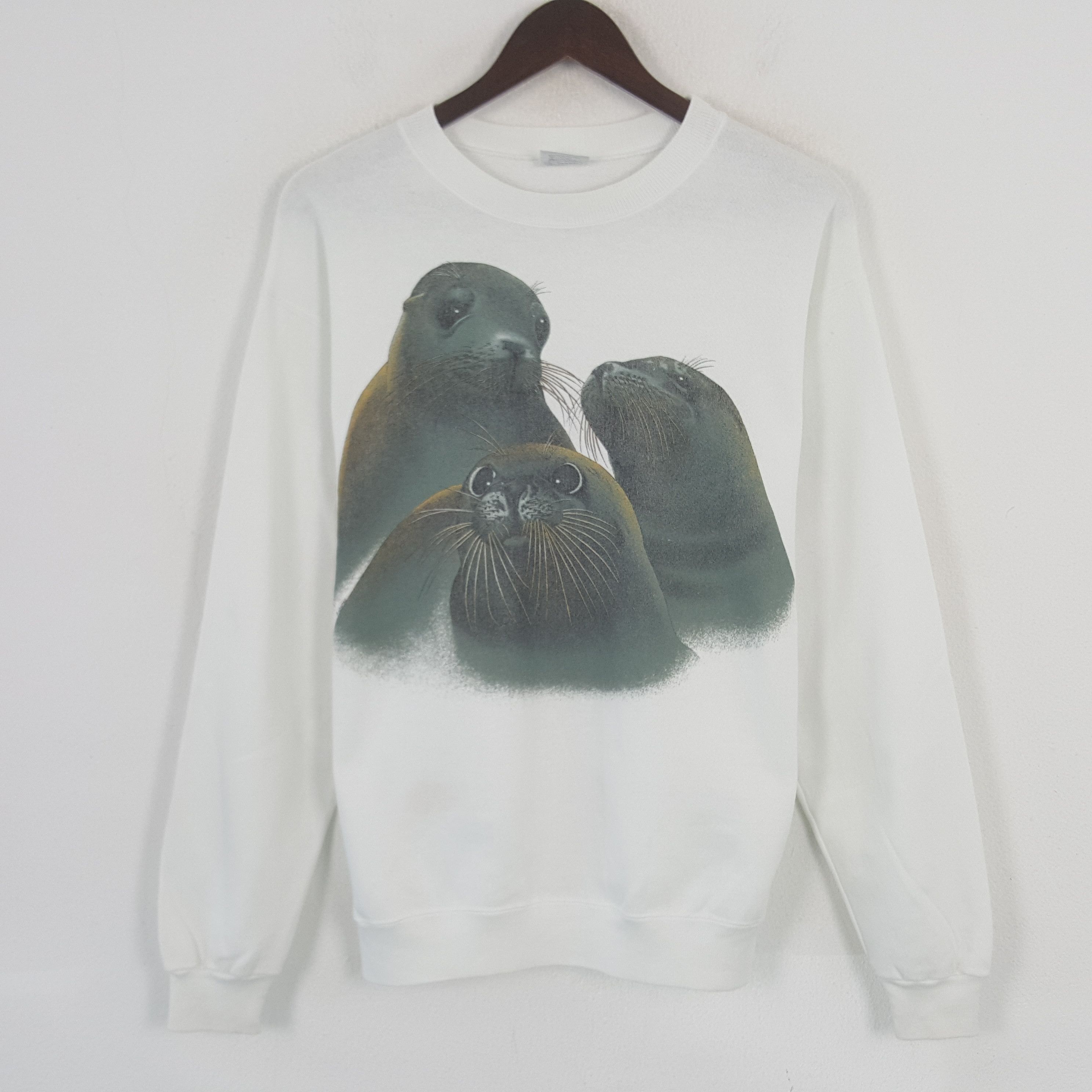 Hanes × Vintage Vintage 80s Sea Lions Sweatshirt Size US M / EU 48-50 / 2 - 1 Thumbnail
