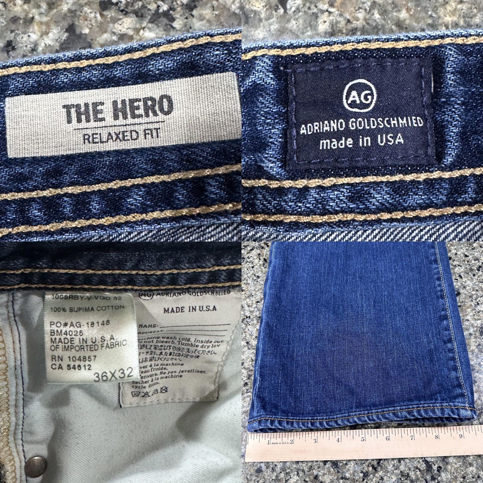 Vintage VINTAGE AG Adriano Goldschmied Jeans 36 Waist 35 Inseam 30 Blue Hero Relaxed Straight Denim Men MENS Jeans Distressed Pockets Made USA Size US 36 / EU 52 - 8 Thumbnail