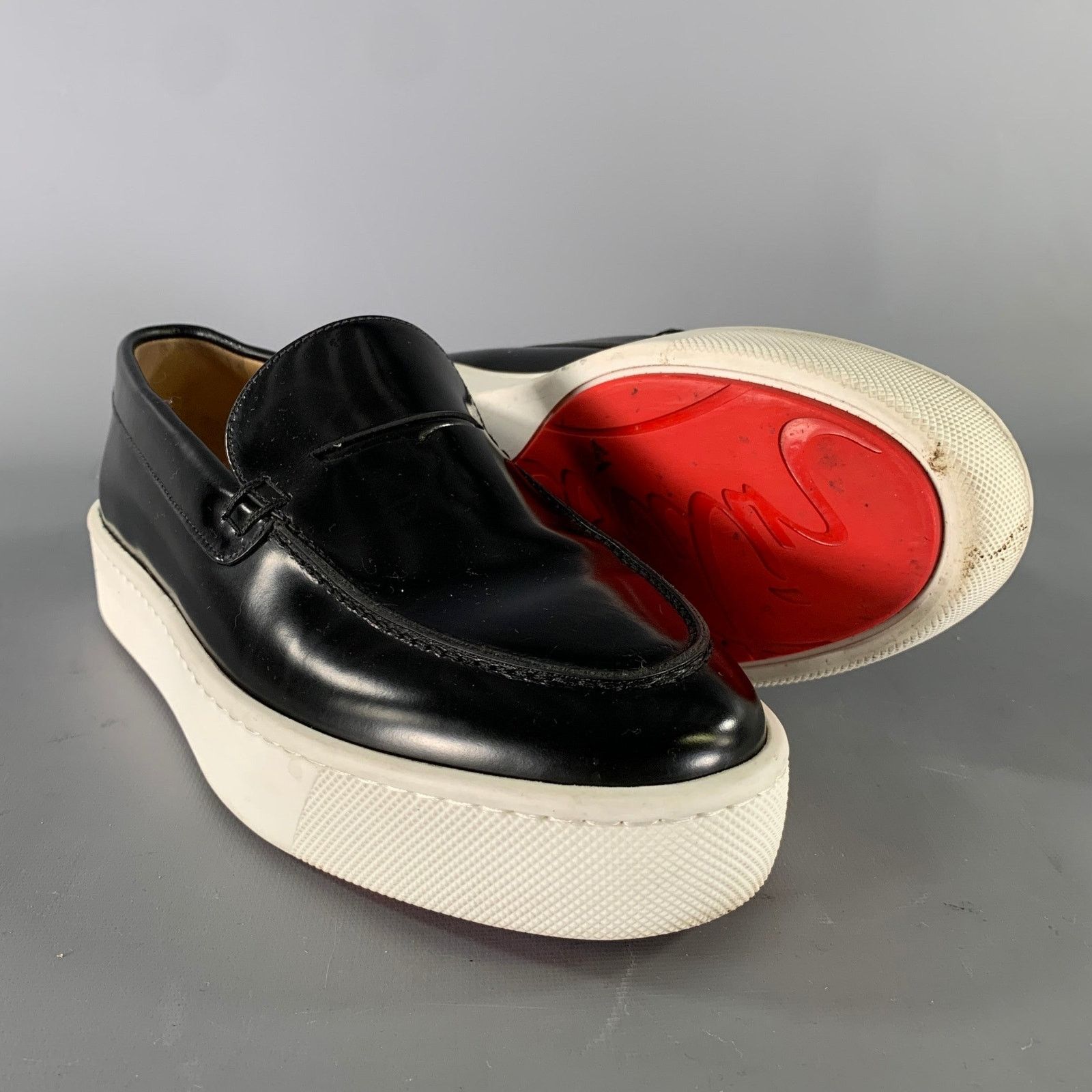 Christian Louboutin CHRISTIAN LOUBOUTIN Black Red Color Block Yacht Loafers Size US 6 / EU 39 - 5 Thumbnail