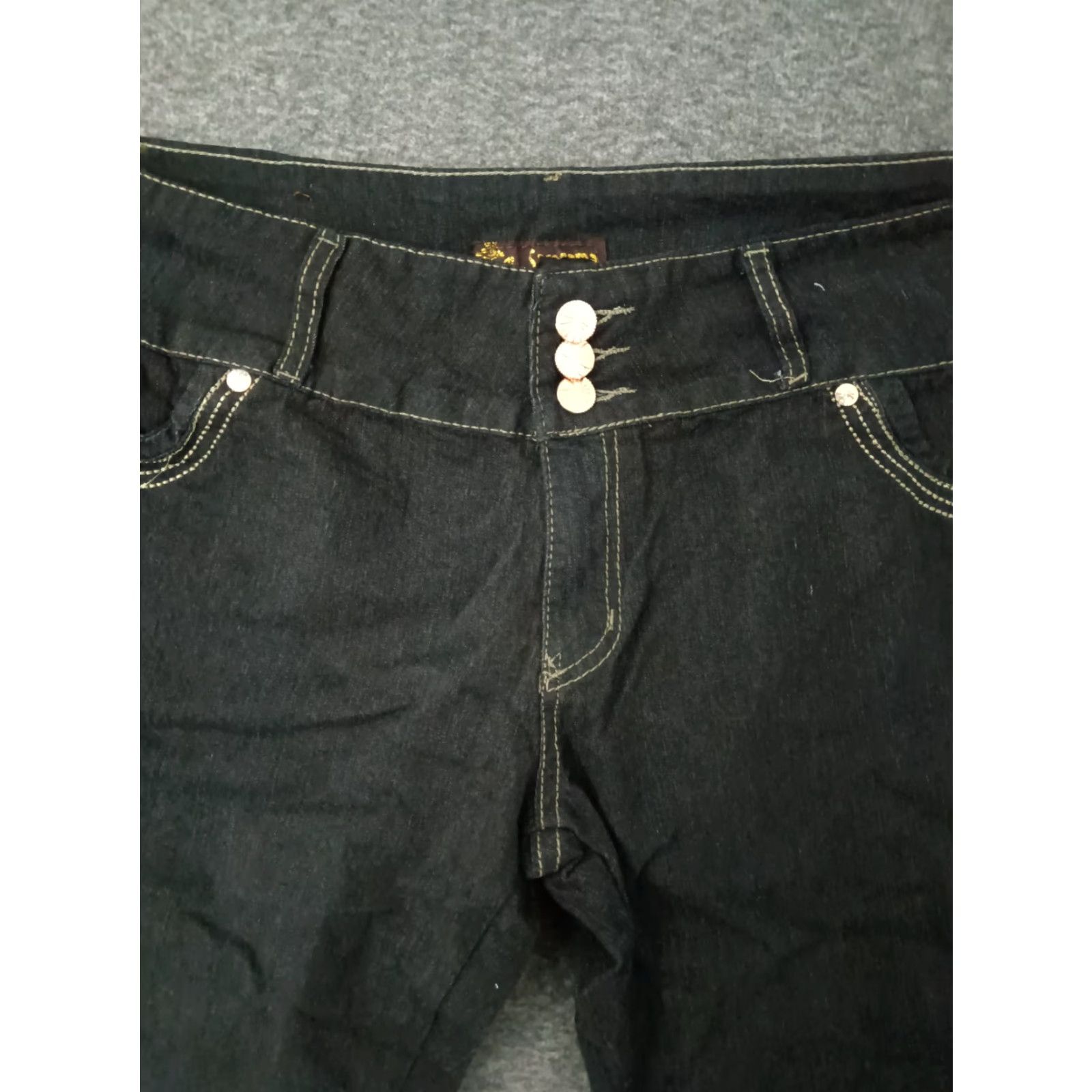 Vintage Unbranded Jeans Women's 21/22 Dark Wash Skinny 3 Button Closure Size 42" / US 20 - 3 Thumbnail