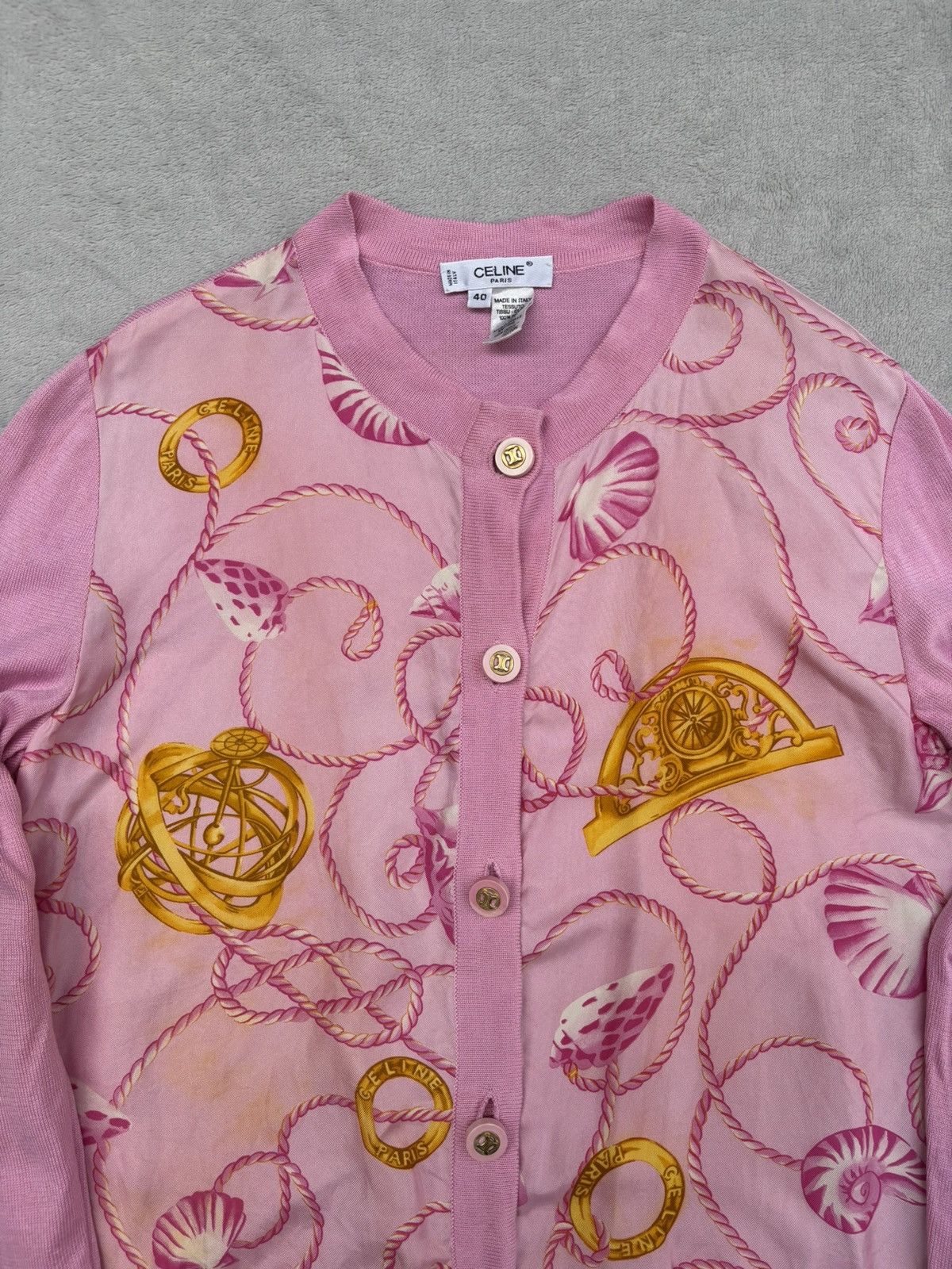 Celine 1990s Celine Nautilus and Rope Print Cardigan Size S / US 4 / IT 40 - 5 Thumbnail
