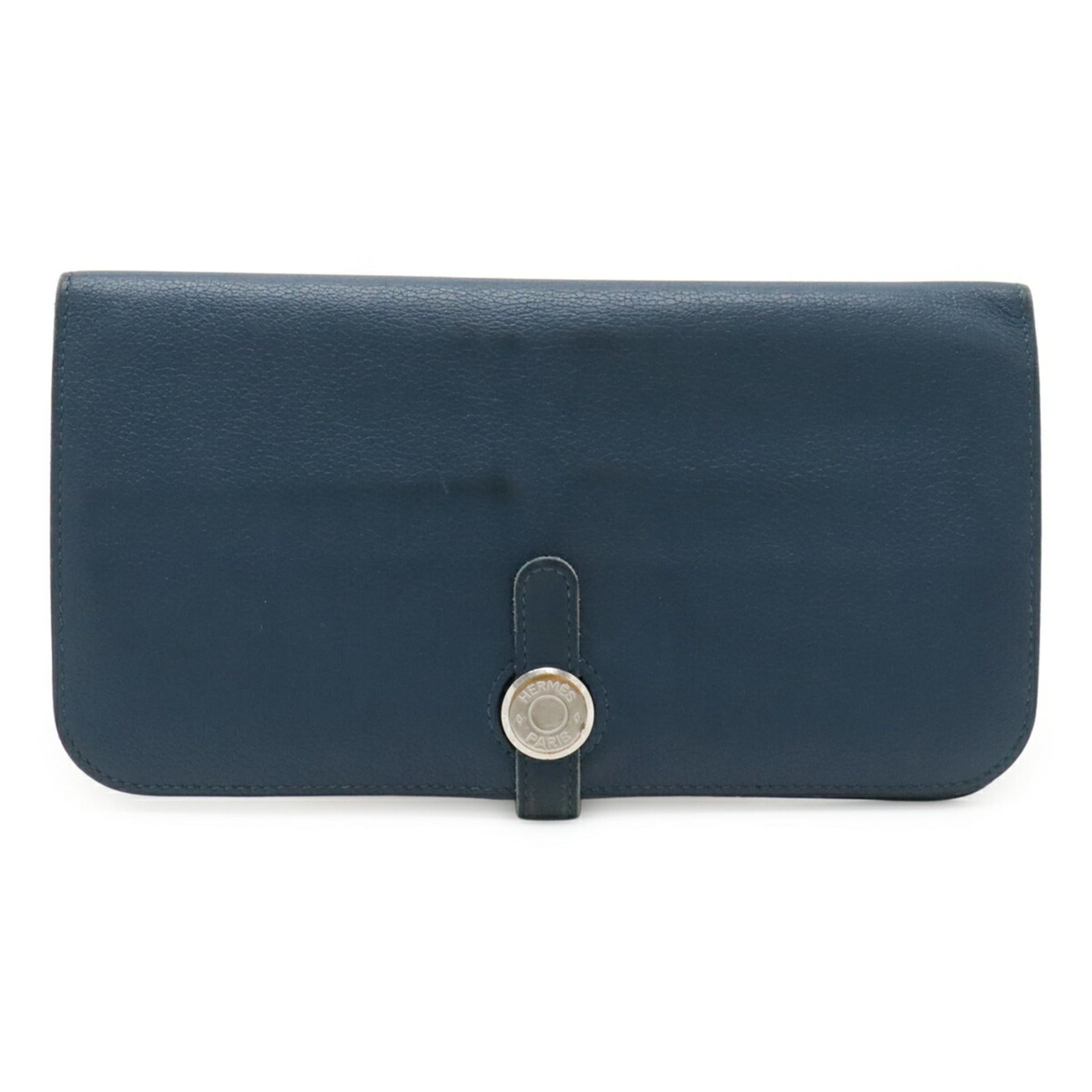 Hermes HERMES Dogon Rect Verso Long Bi-fold Wallet Leather Blue D Stamp Size ONE SIZE - 1 Thumbnail