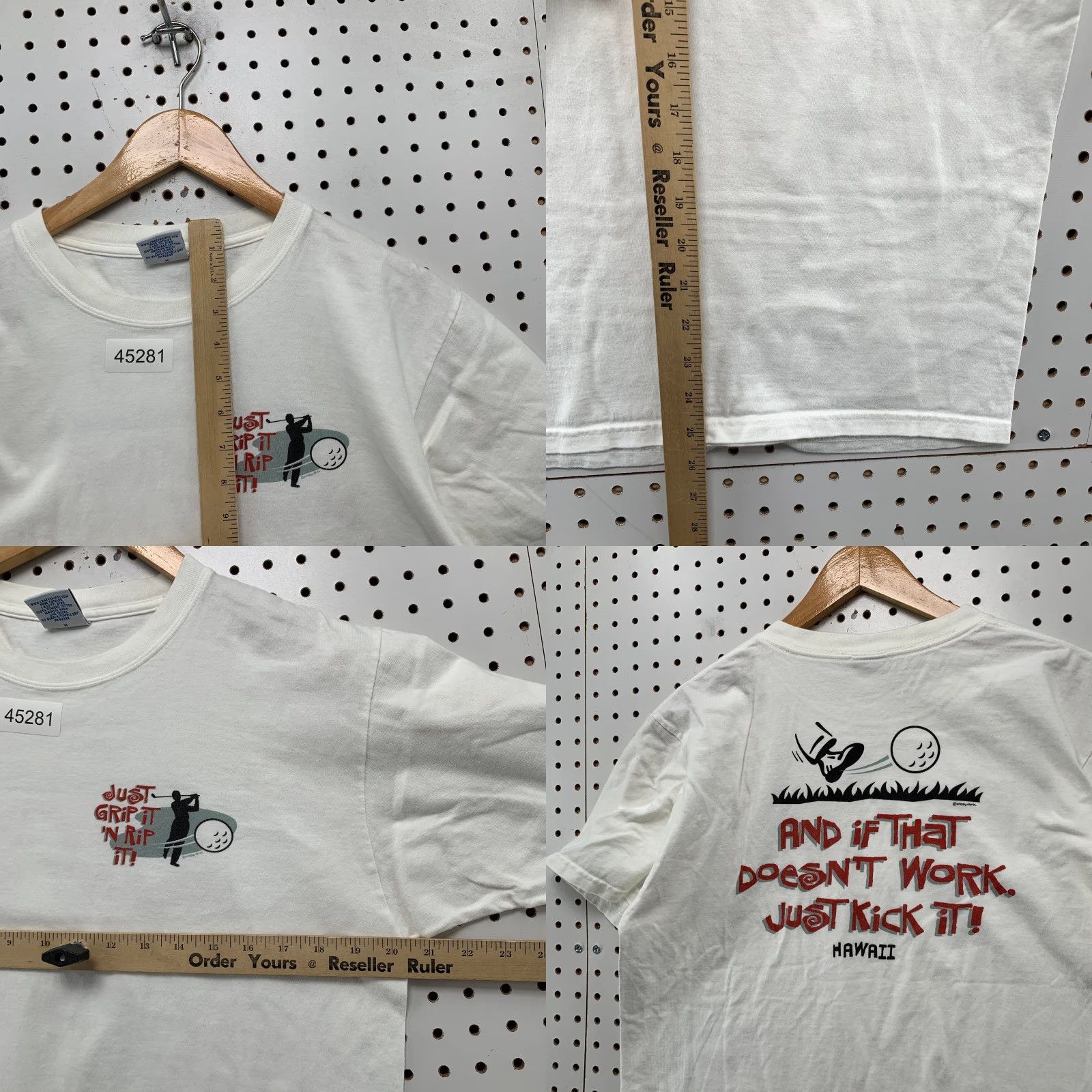 Vintage VINTAGE Crazy Shirts Mens M White Rip It Grip It Hawaii Funny Golf Shirt Size US M / EU 48-50 / 2 - 8 Thumbnail