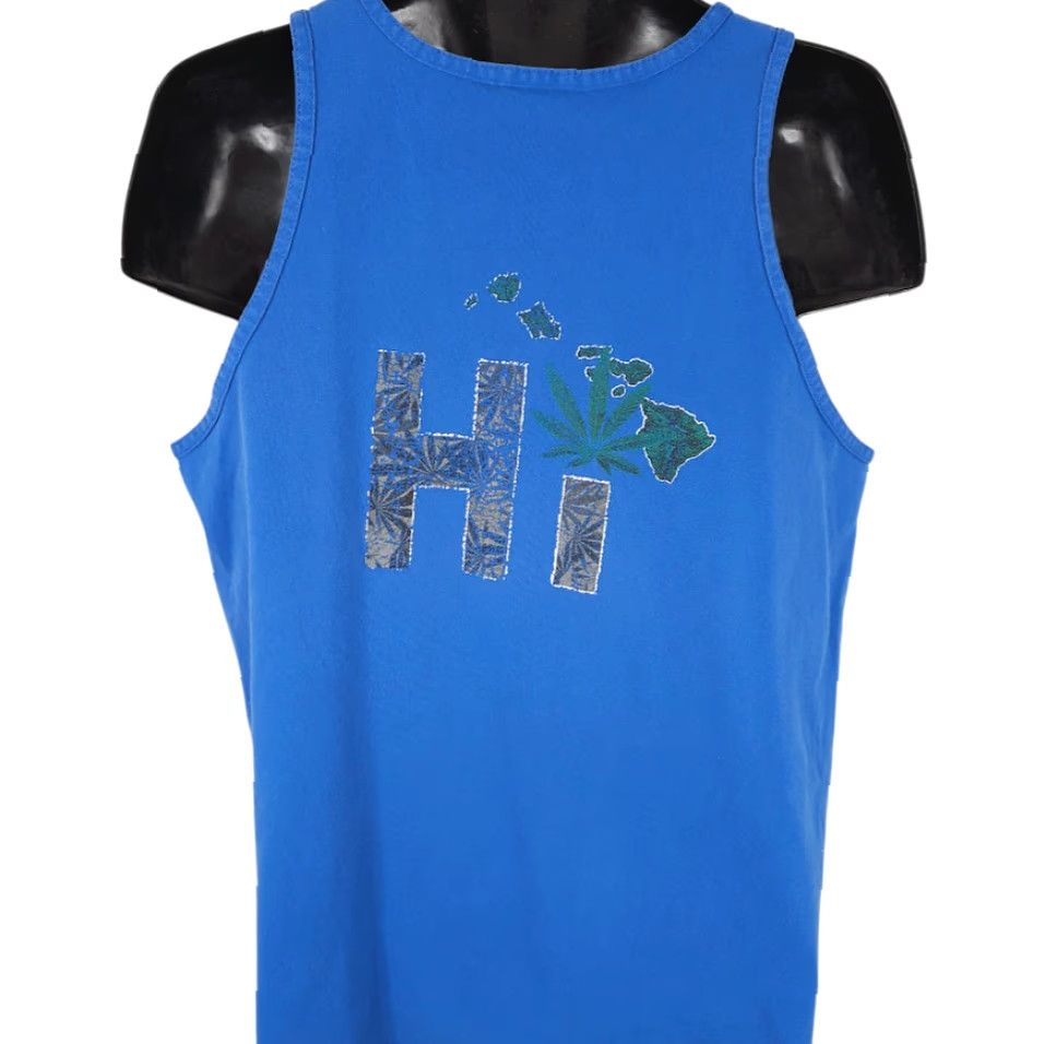 Vintage Hawaii Cannabis Tank Top Mens Large Blue Hawaiian Marijuana Alstyle Apparel Tank Men Size US L / EU 52-54 / 3 - 4 Thumbnail