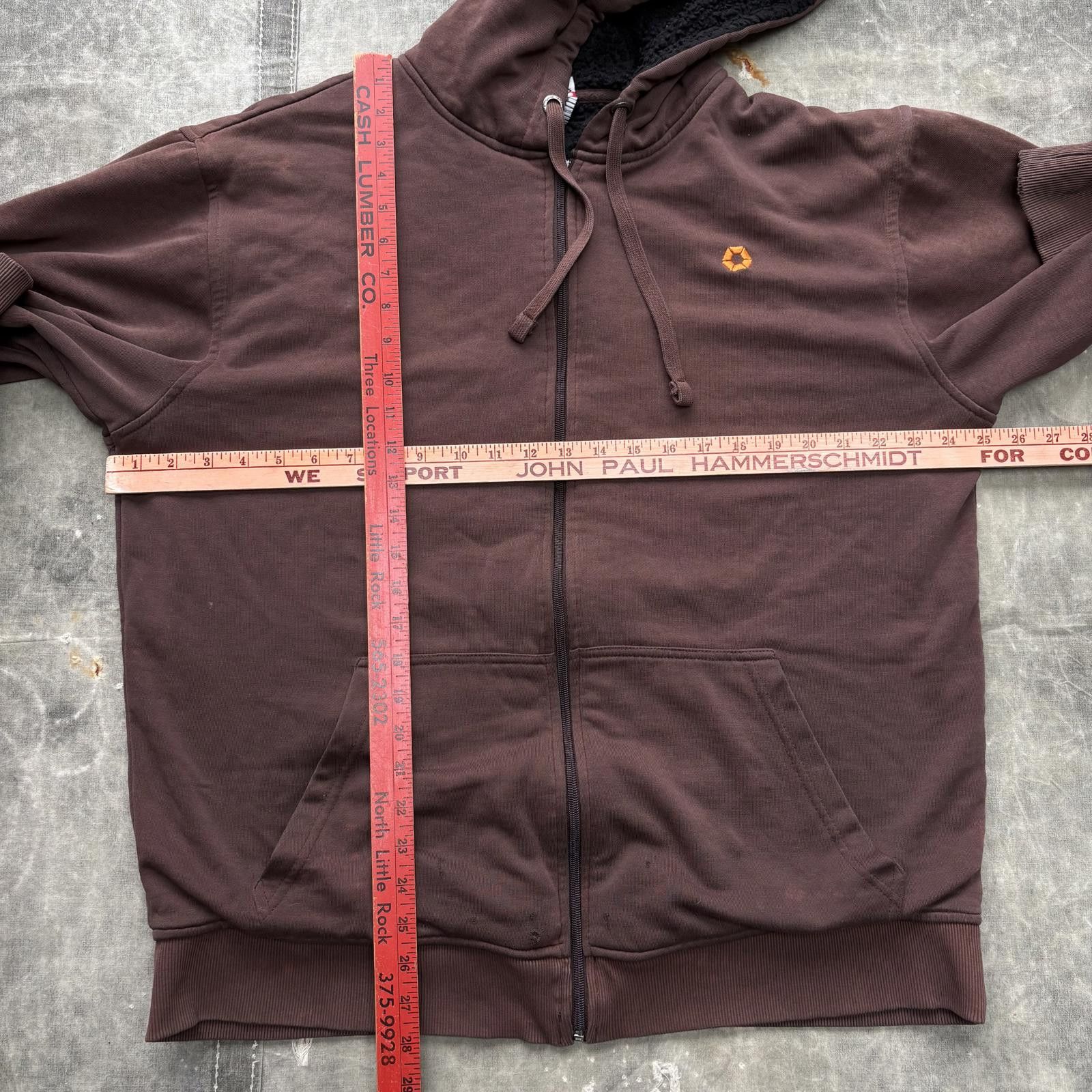 Southpole Vintage Faded Chocolate Brown Sherpa Lined Full Zip Hoodie Size US XL / EU 56 / 4 - 4 Thumbnail