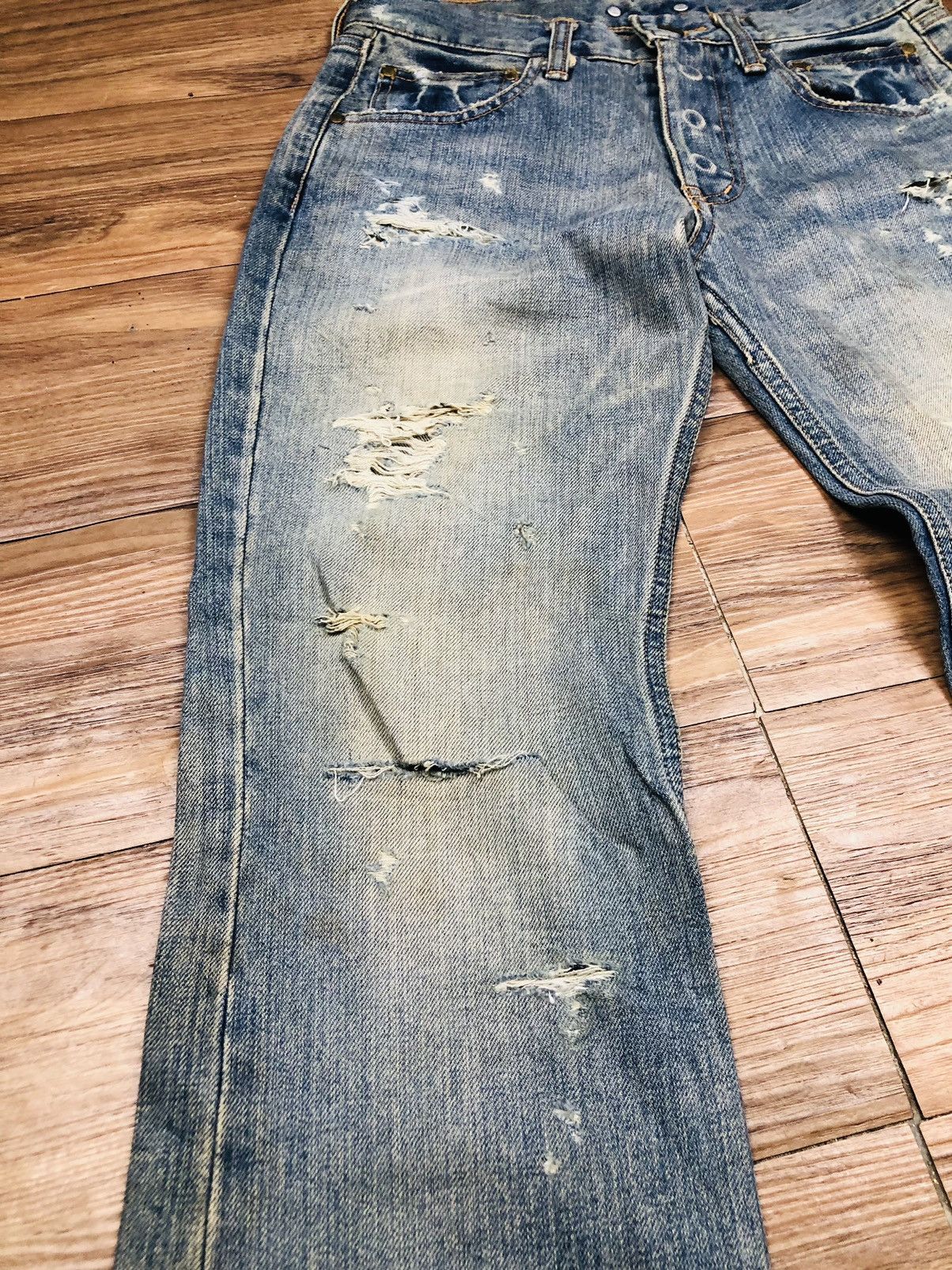 Japanese Brand Haricot Rouge Distressed Jeans (33) Size US 27 - 7 Thumbnail