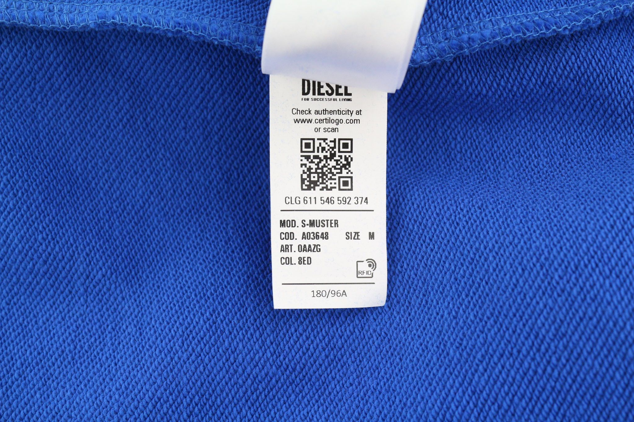 Diesel S-MUSTER M Blue Hooded Pocket Logo Hoodie 40377 Size US M / EU 48-50 / 2 - 13 Thumbnail